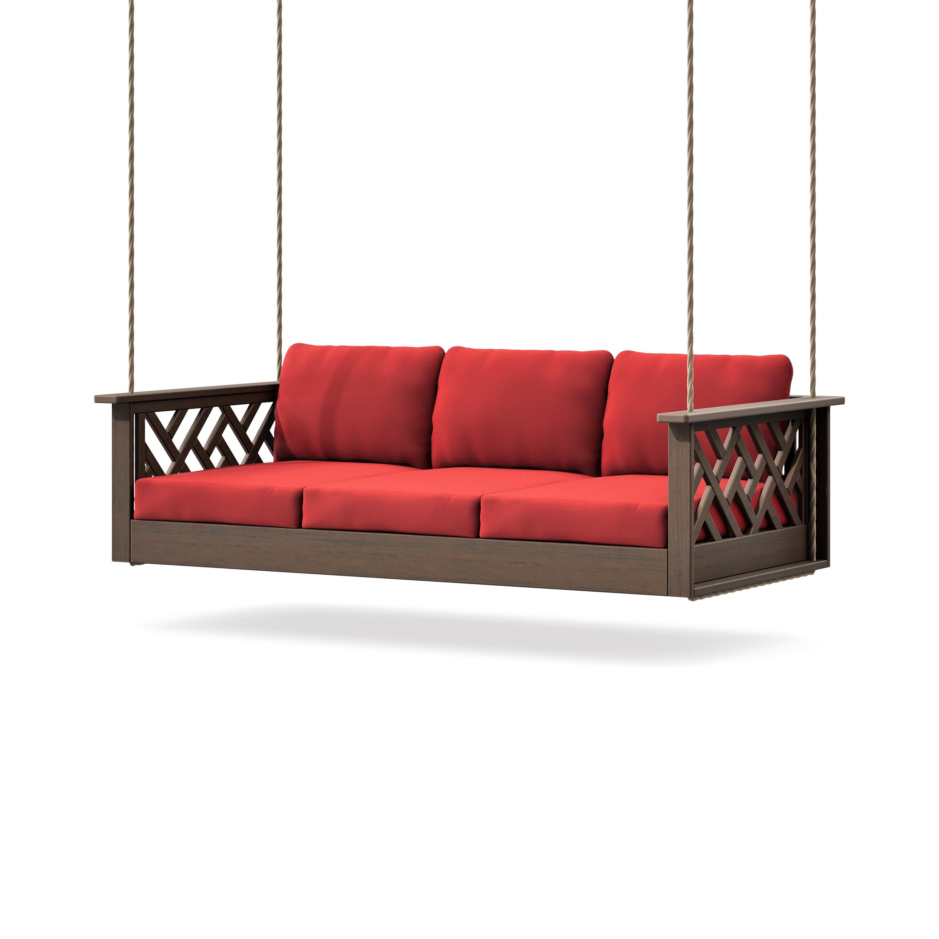Chippendale Daybed Swing in Kona / Crimson Linen
