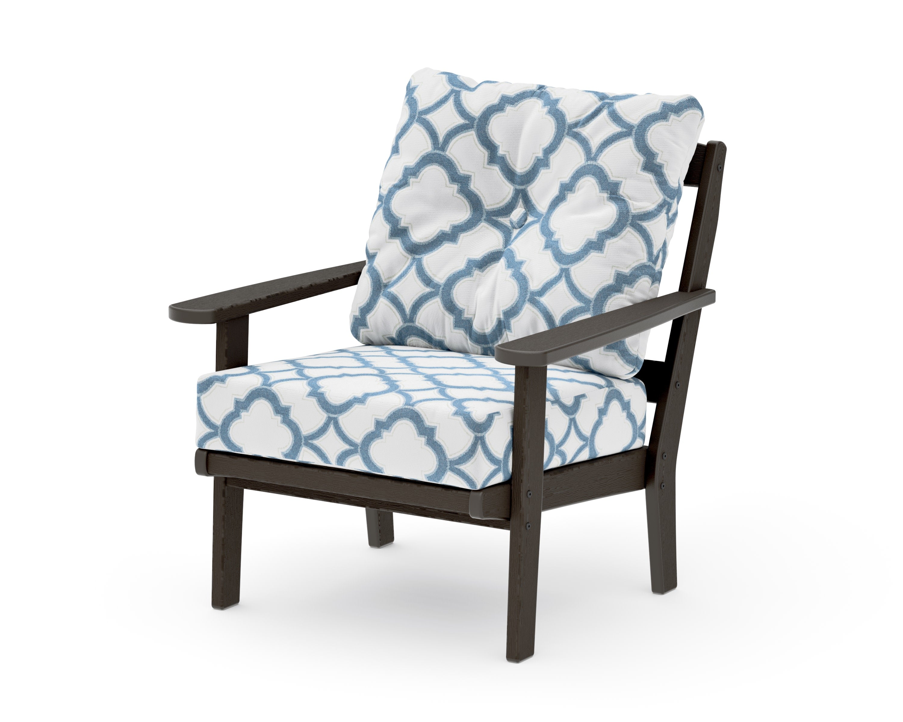 Mission Deep Seating Chair in Vintage Coffee / Trellis Sky Blue