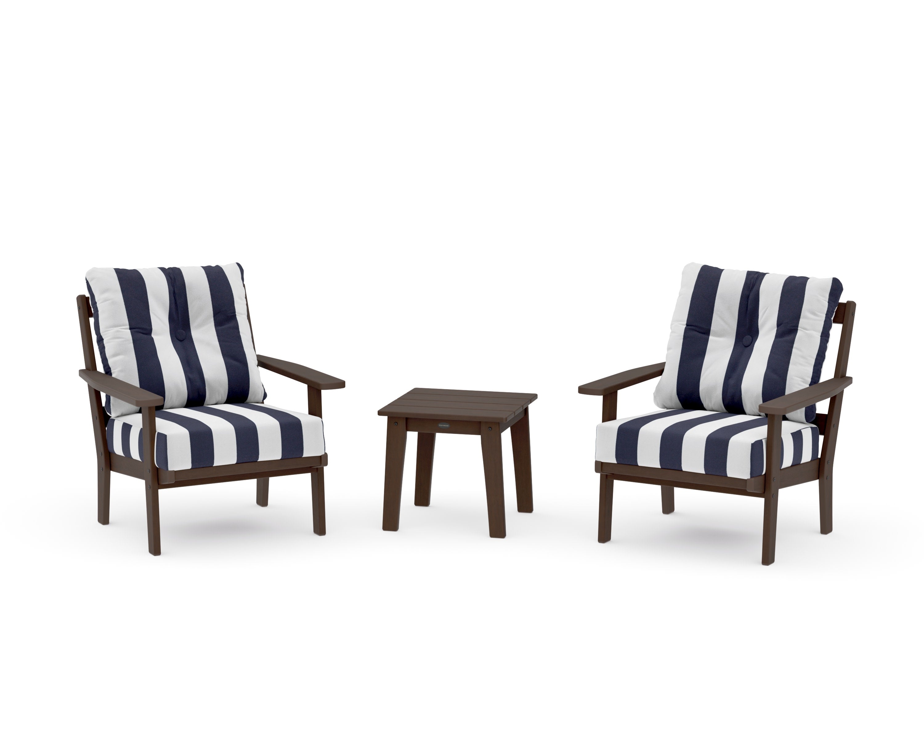 Oxford 3-Piece Deep Seating Set in Kona / Cabana Stripe Navy