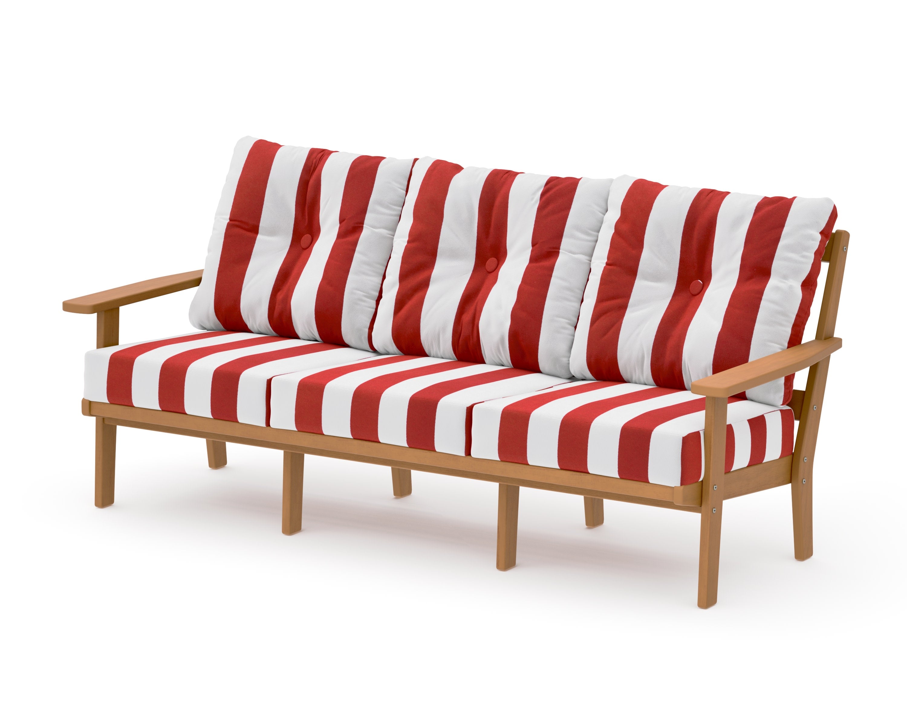 Oxford Deep Seating Sofa in Natural / Cabana Stripe Crimson