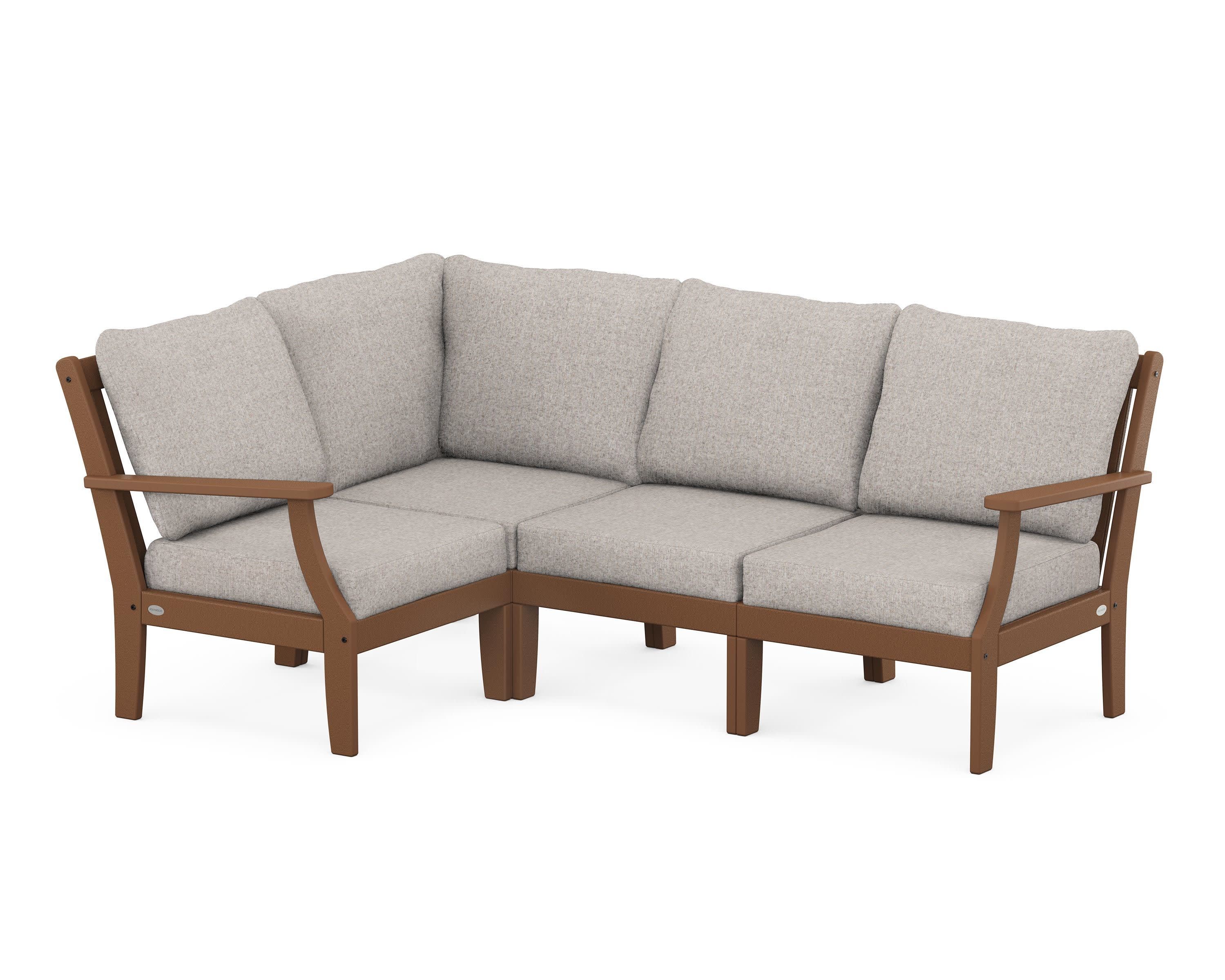 Braxton Modular 4-Piece Deep Seating Set in Teak / Weathered Tweed