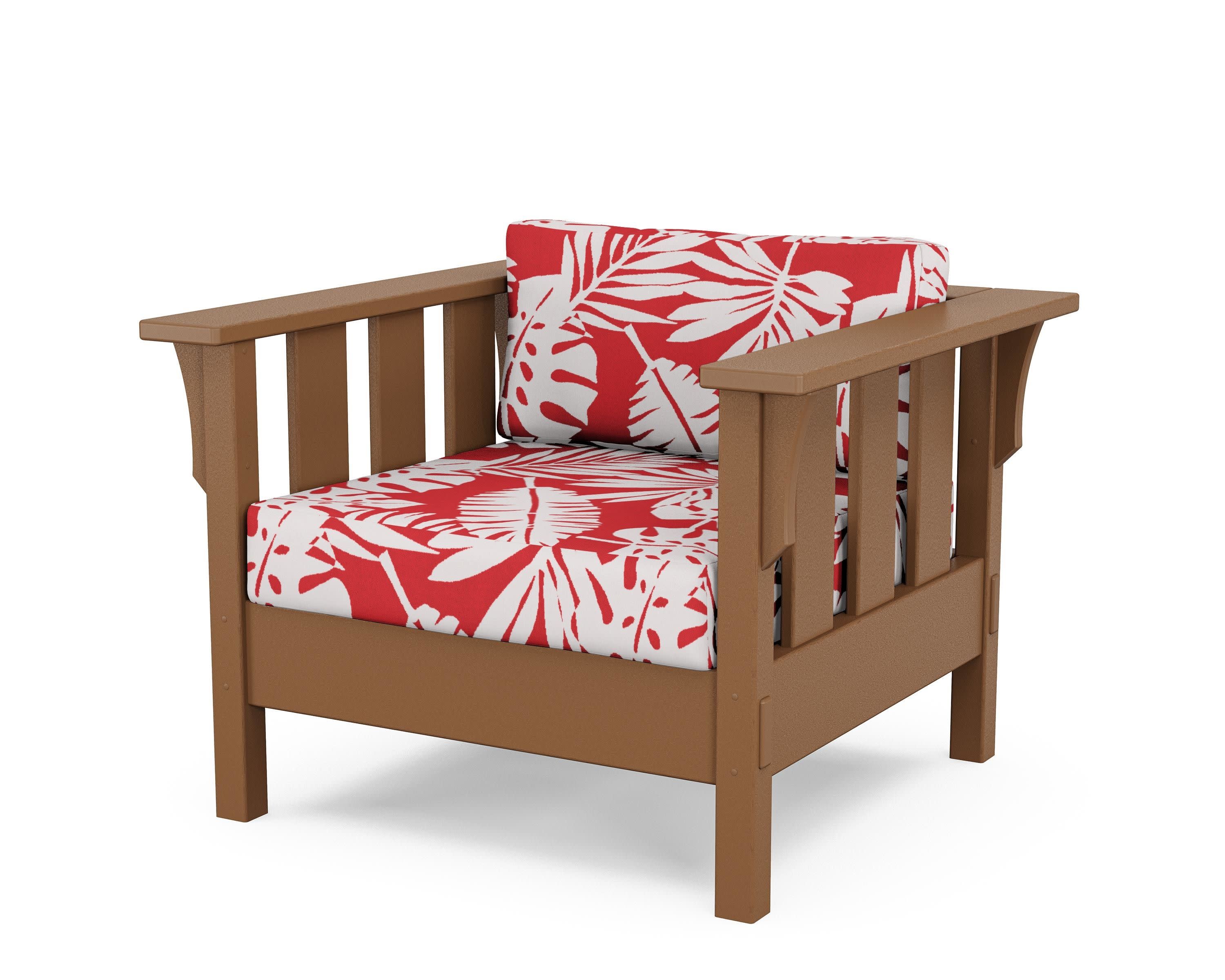 Acadia Deep Seating Chair in Teak / Leaf Crimson