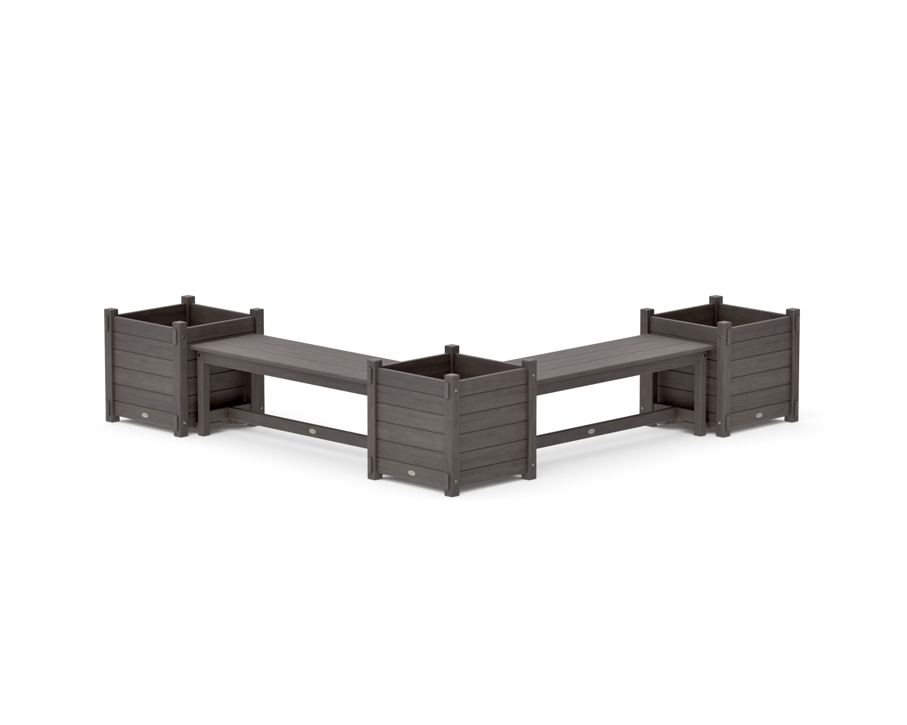48" Nautical L- Shaped Planter Bench Corner Set - Large in Driftwood