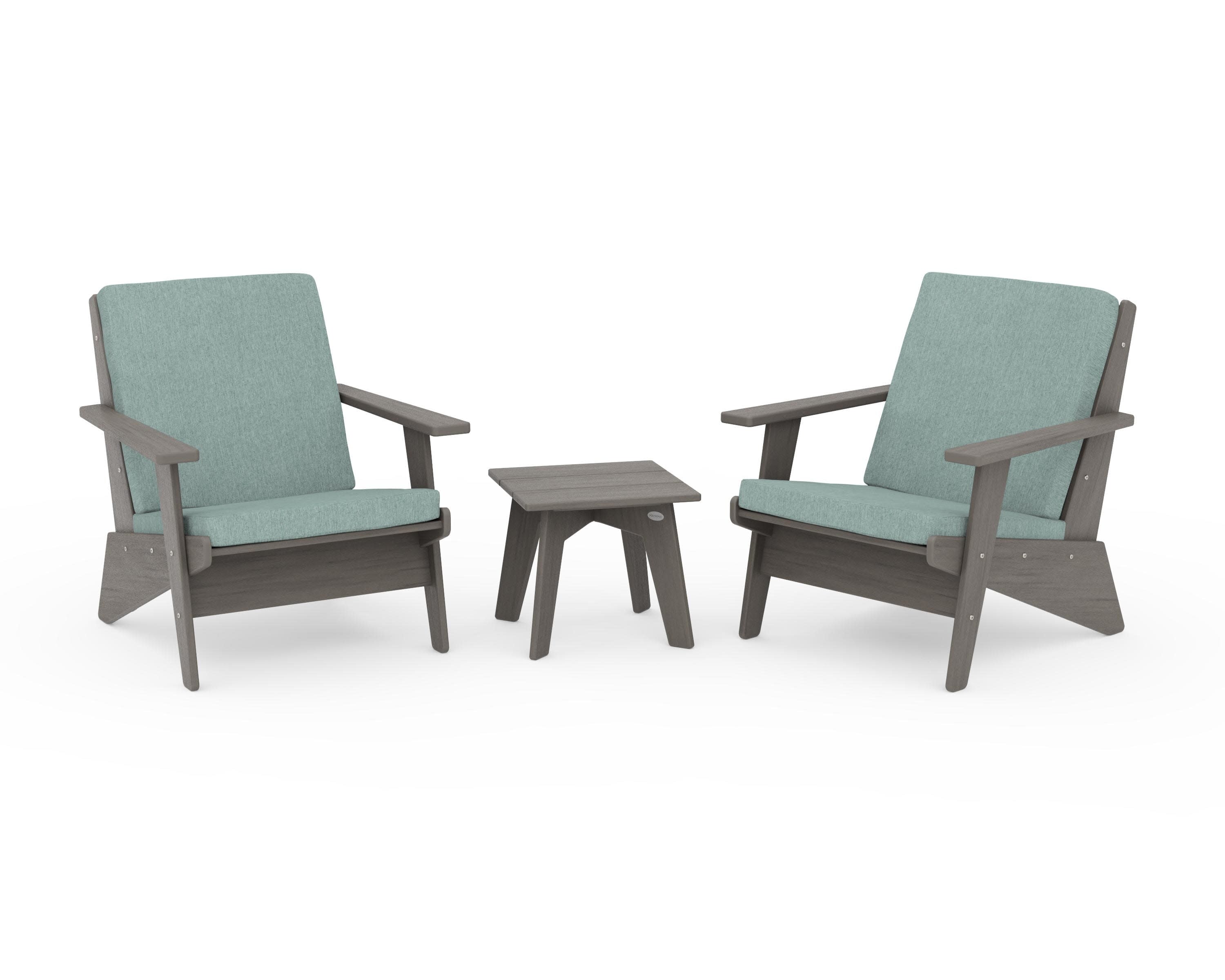 Riviera Modern Lounge 3-Piece Set in Driftwood / Glacier Spa