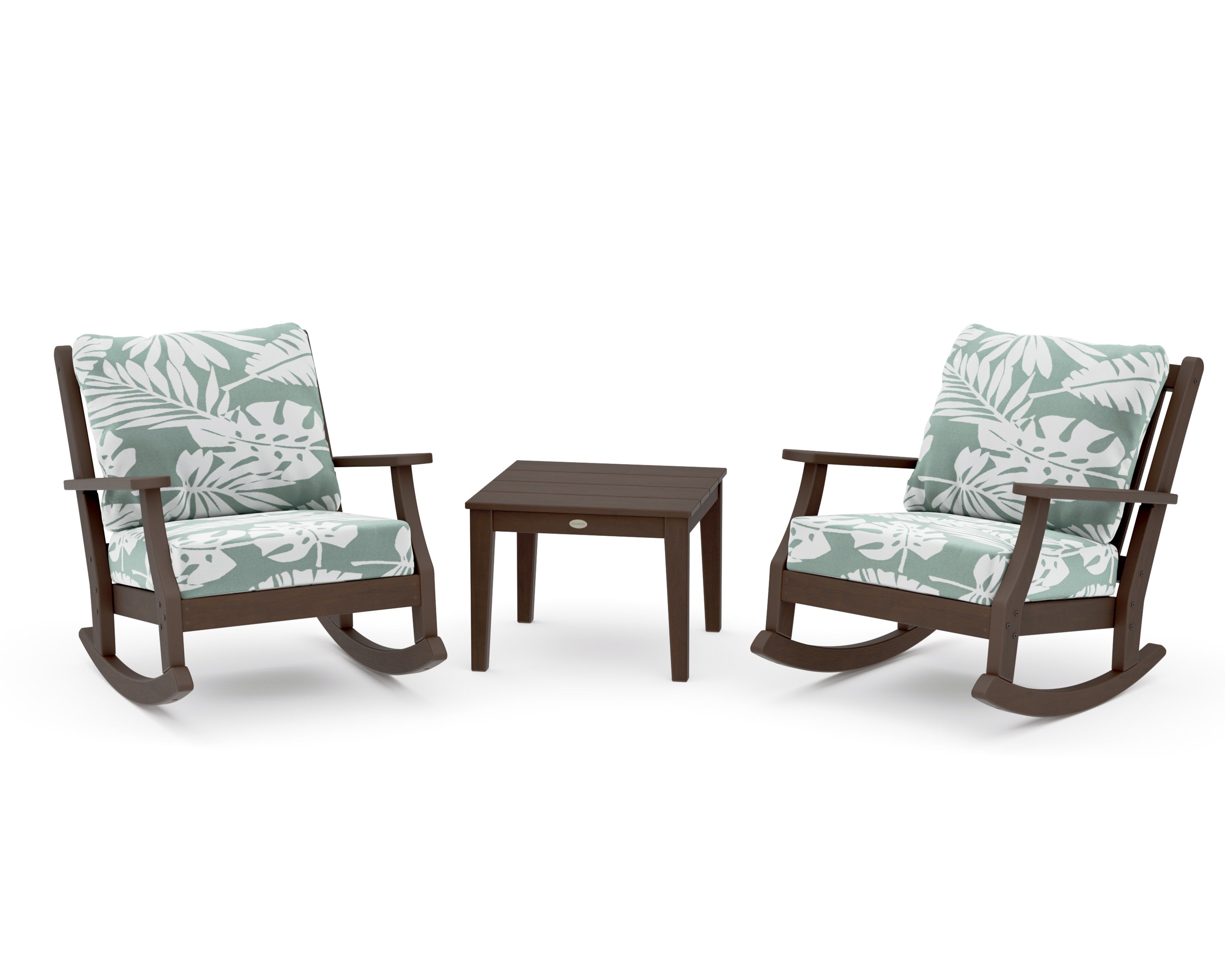 Wovendale 3-Piece Deep Seating Rocker Set in Kona / Leaf Glacier Spa