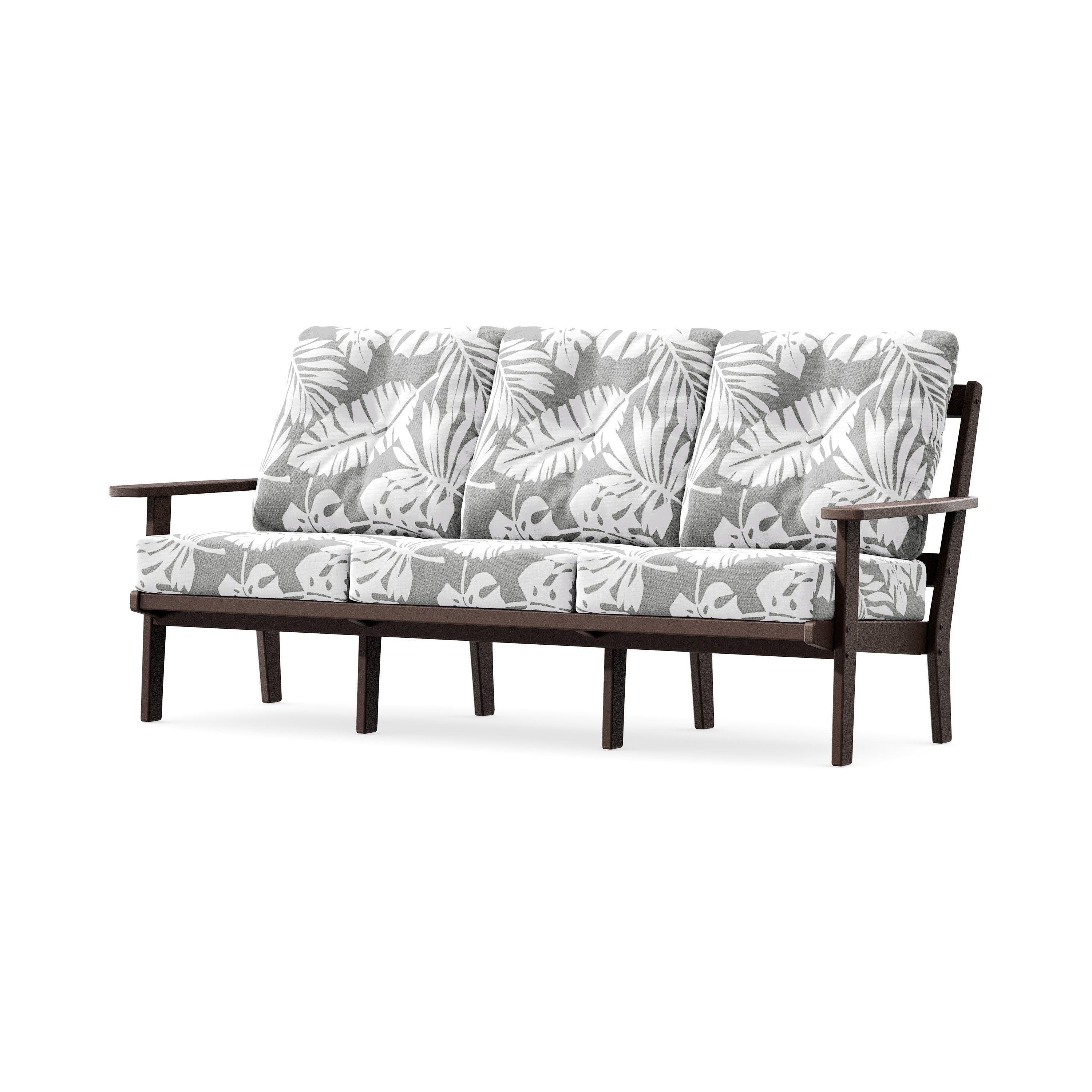PrairieDeep Seating Sofa in Mahogany / Leaf Grey Mist