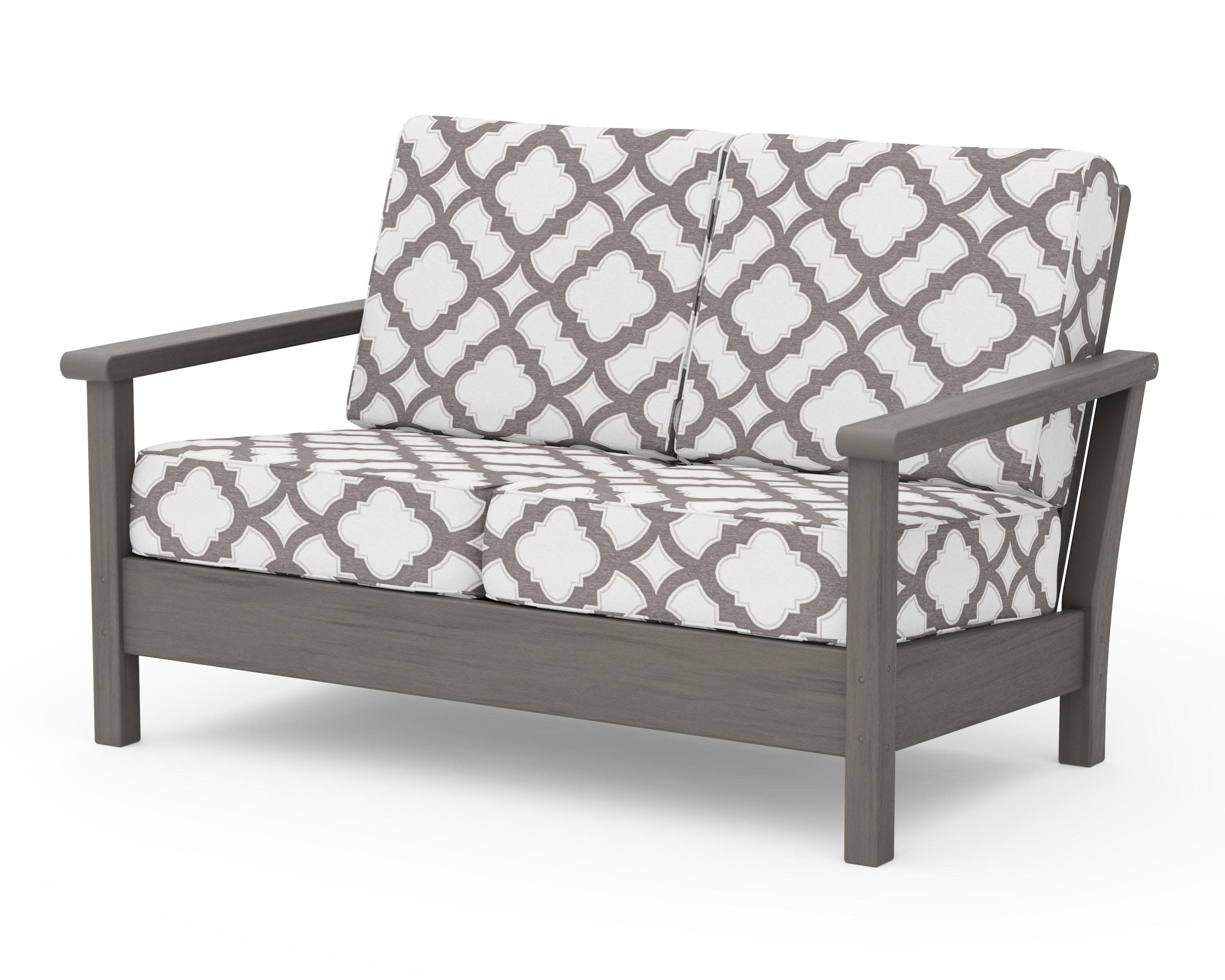 Harbour Deep Seating Loveseat in Driftwood / Trellis Grey Mist