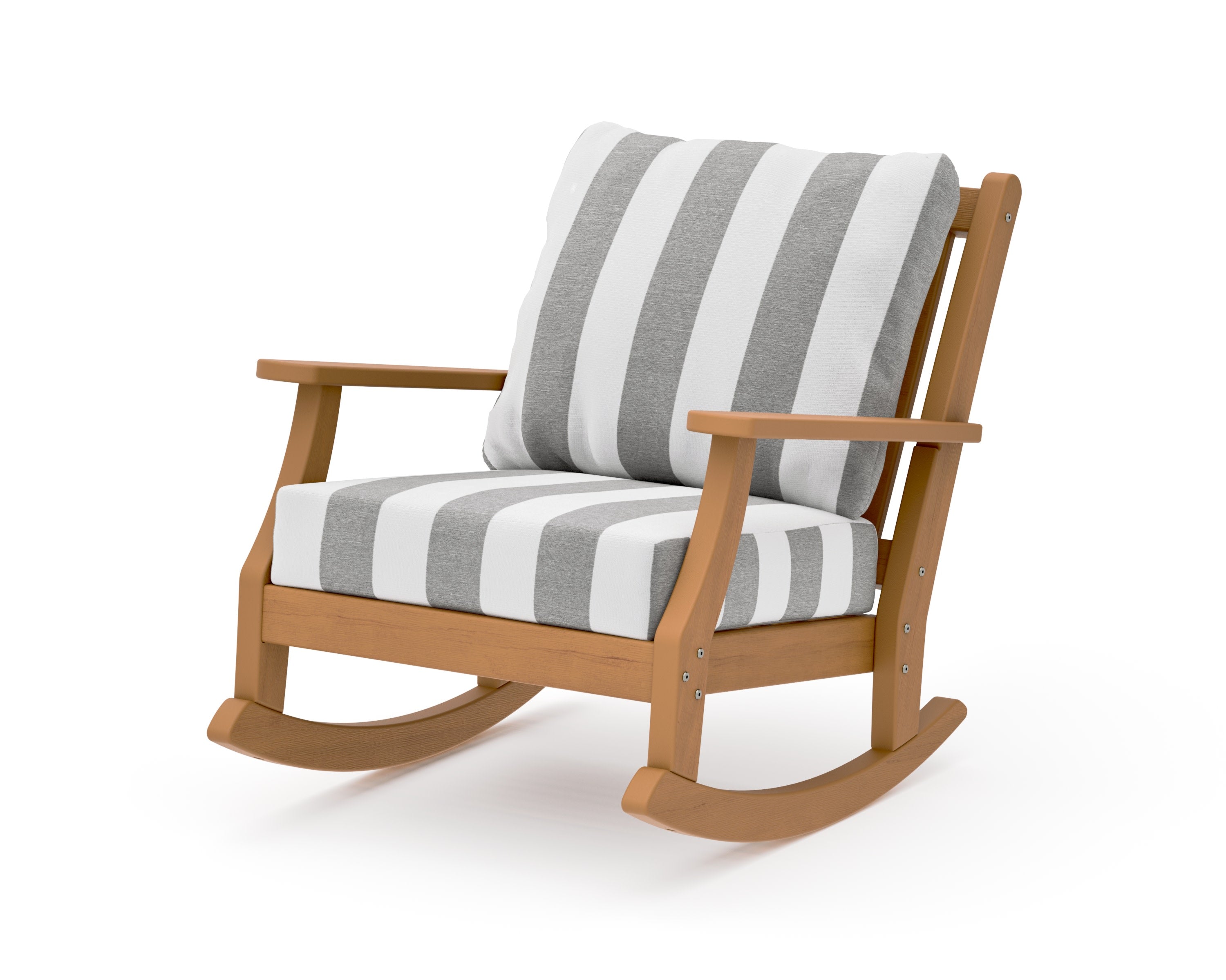 Wovendale Deep Seating Rocking Chair in Natural / Cabana Stripe Grey Mist