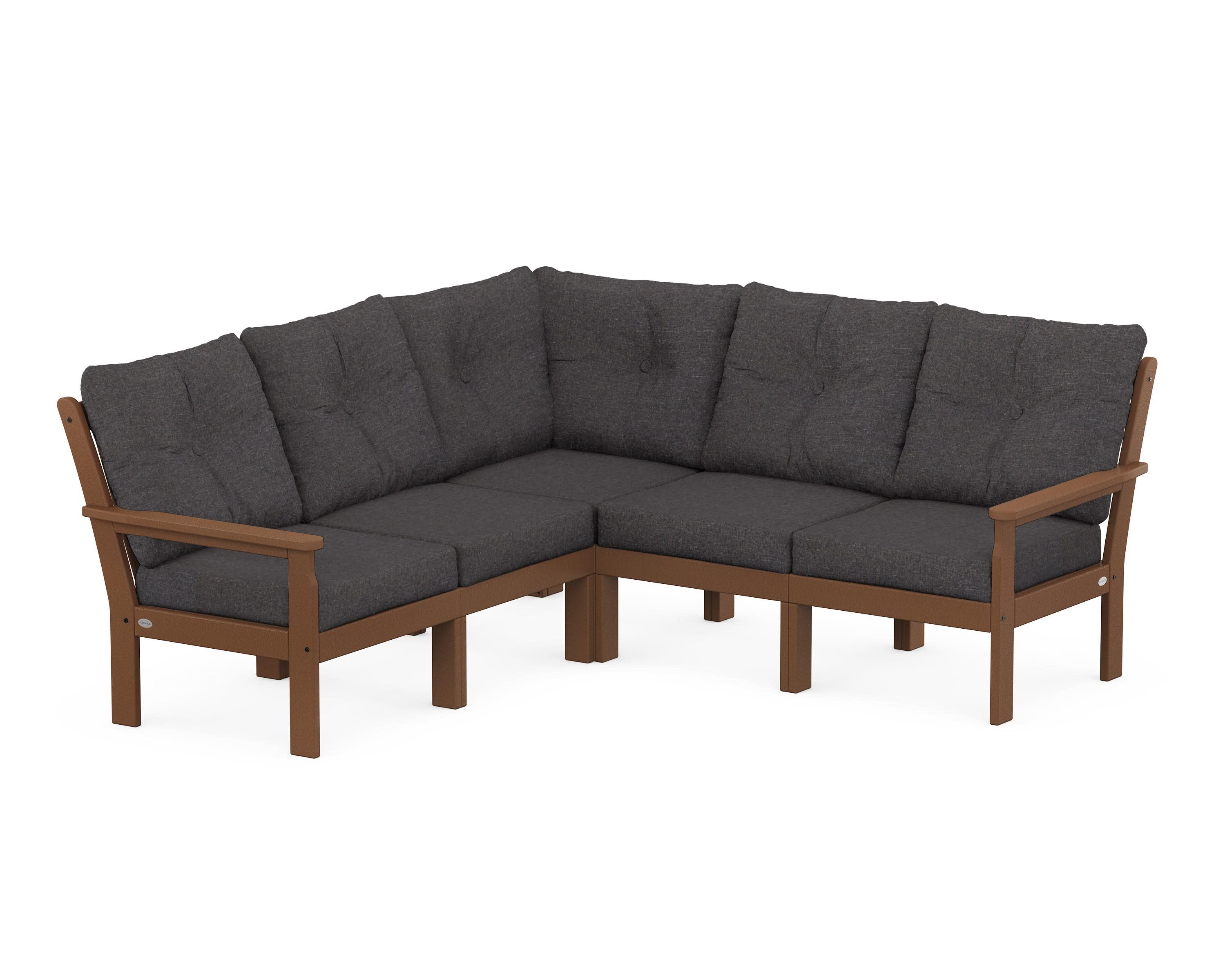 Vineyard 5-Piece Sectional in Teak / Ash Charcoal