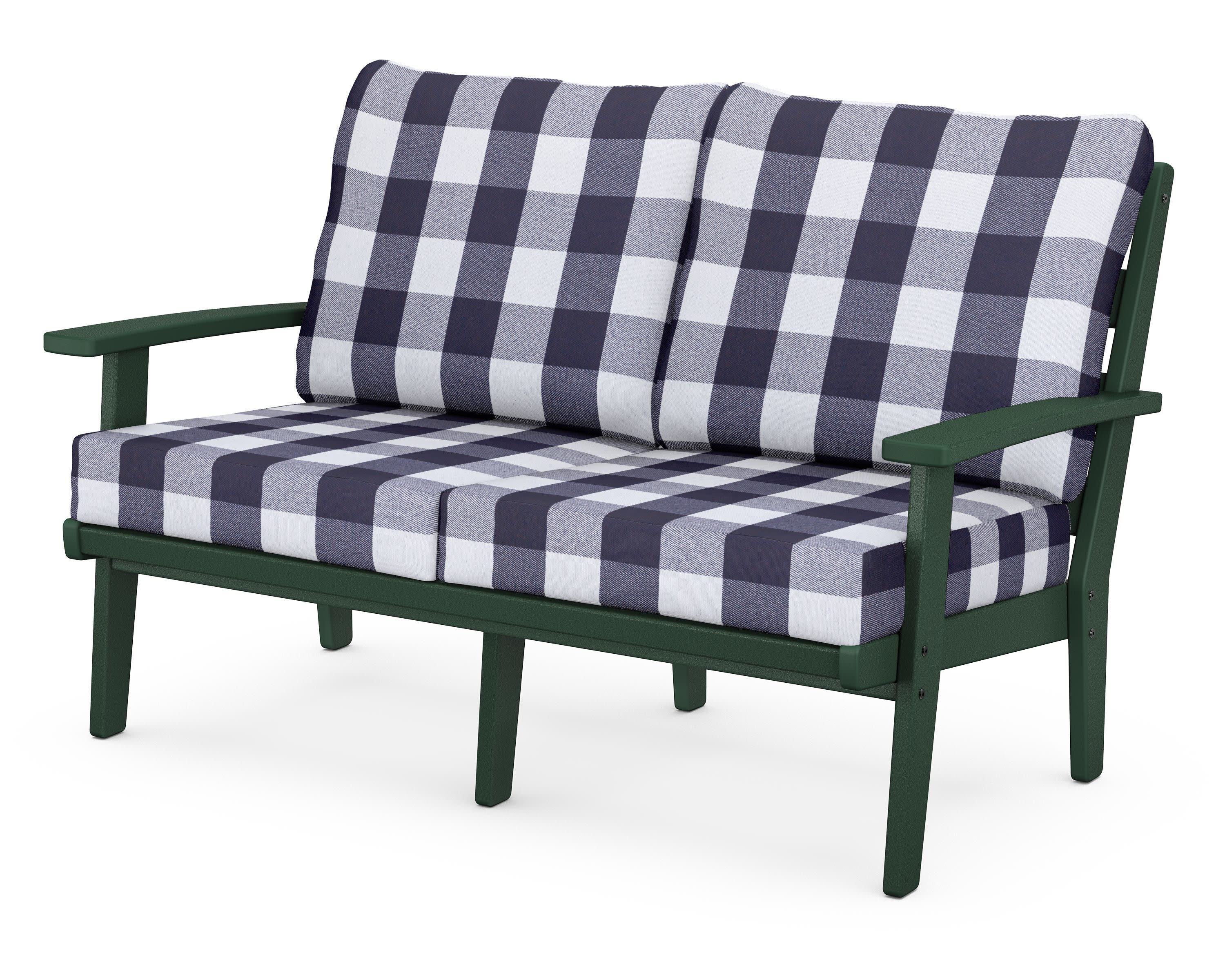Grant Park Deep Seating Loveseat in Green / Buffalo Plaid Navy