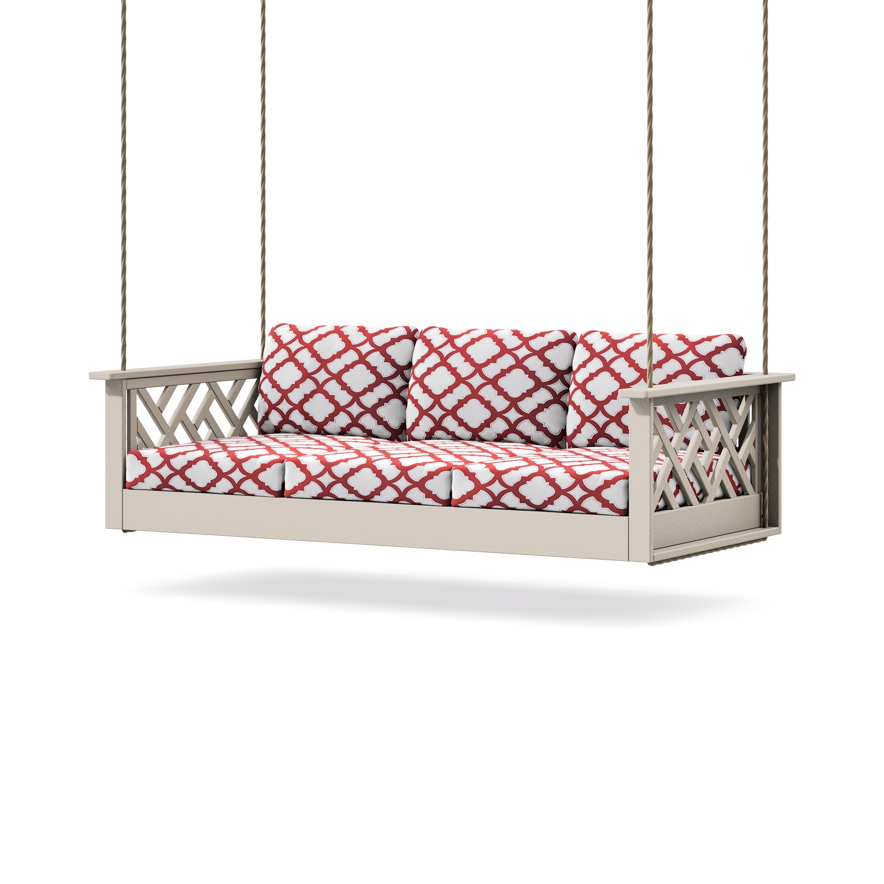 Chippendale Daybed Swing in Sand / Trellis Crimson