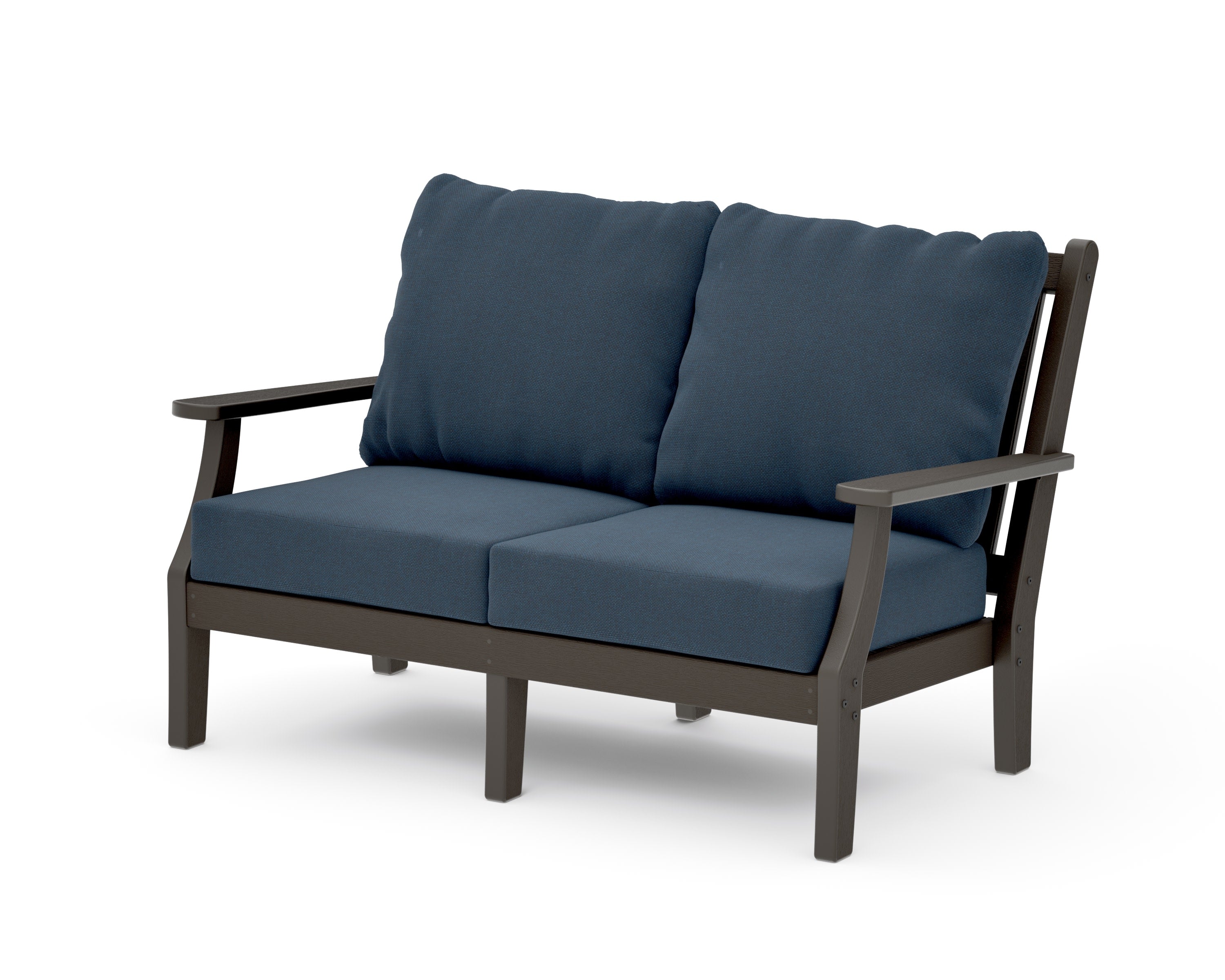 Wovendale Deep Seating Loveseat in Vintage Coffee / Marine Indigo