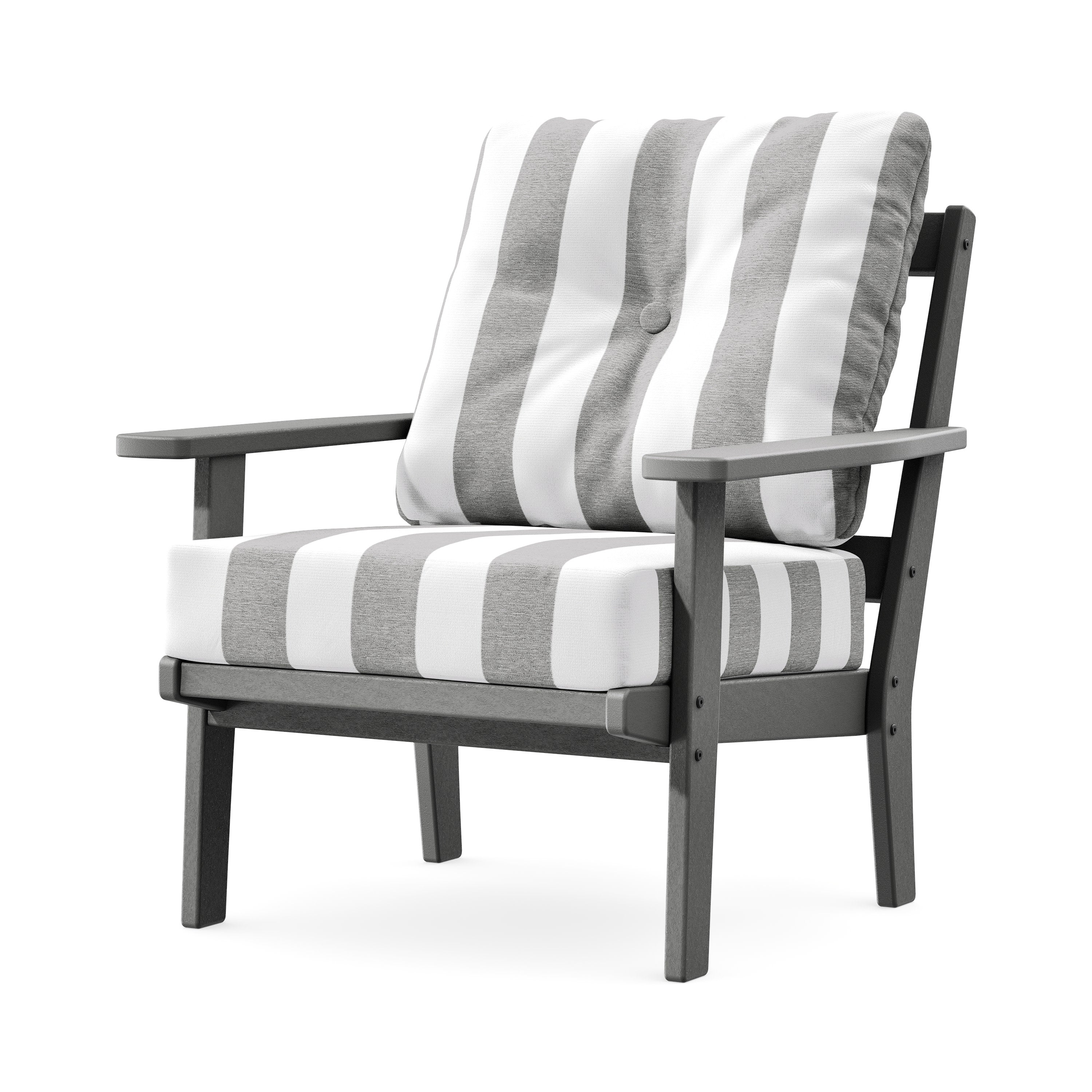 Prairie Deep Seating Chair in Slate Grey / Cabana Stripe Grey Mist