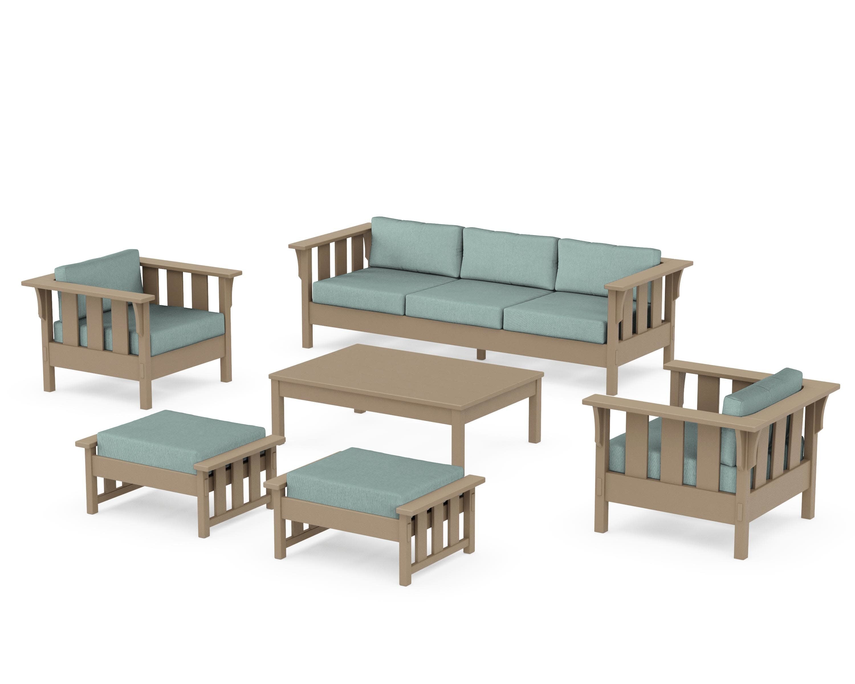 Acadia 6-Piece Lounge Sofa Set in Vintage Sahara / Glacier Spa