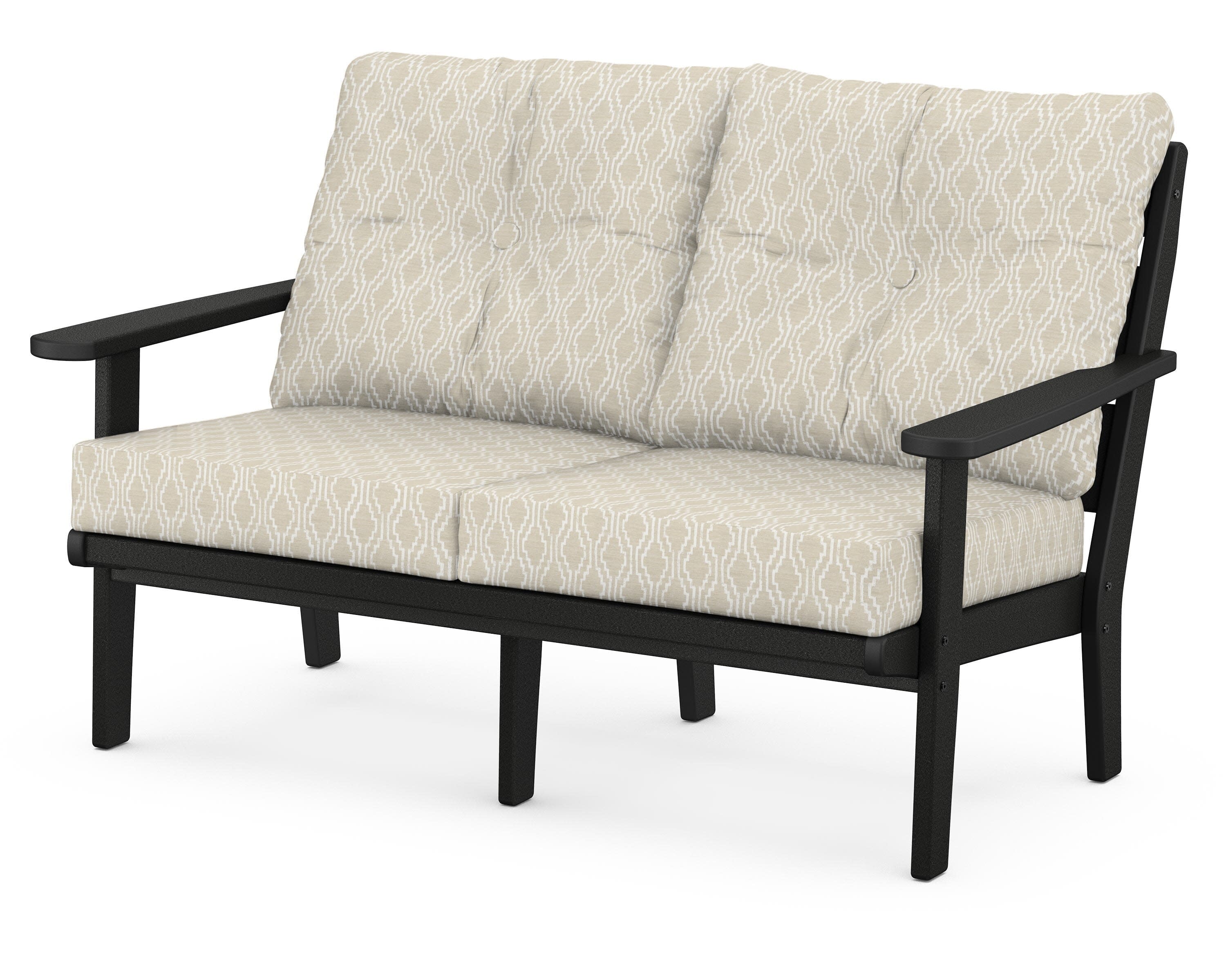 Lakeside Deep Seating Loveseat in Black / Solve Linen