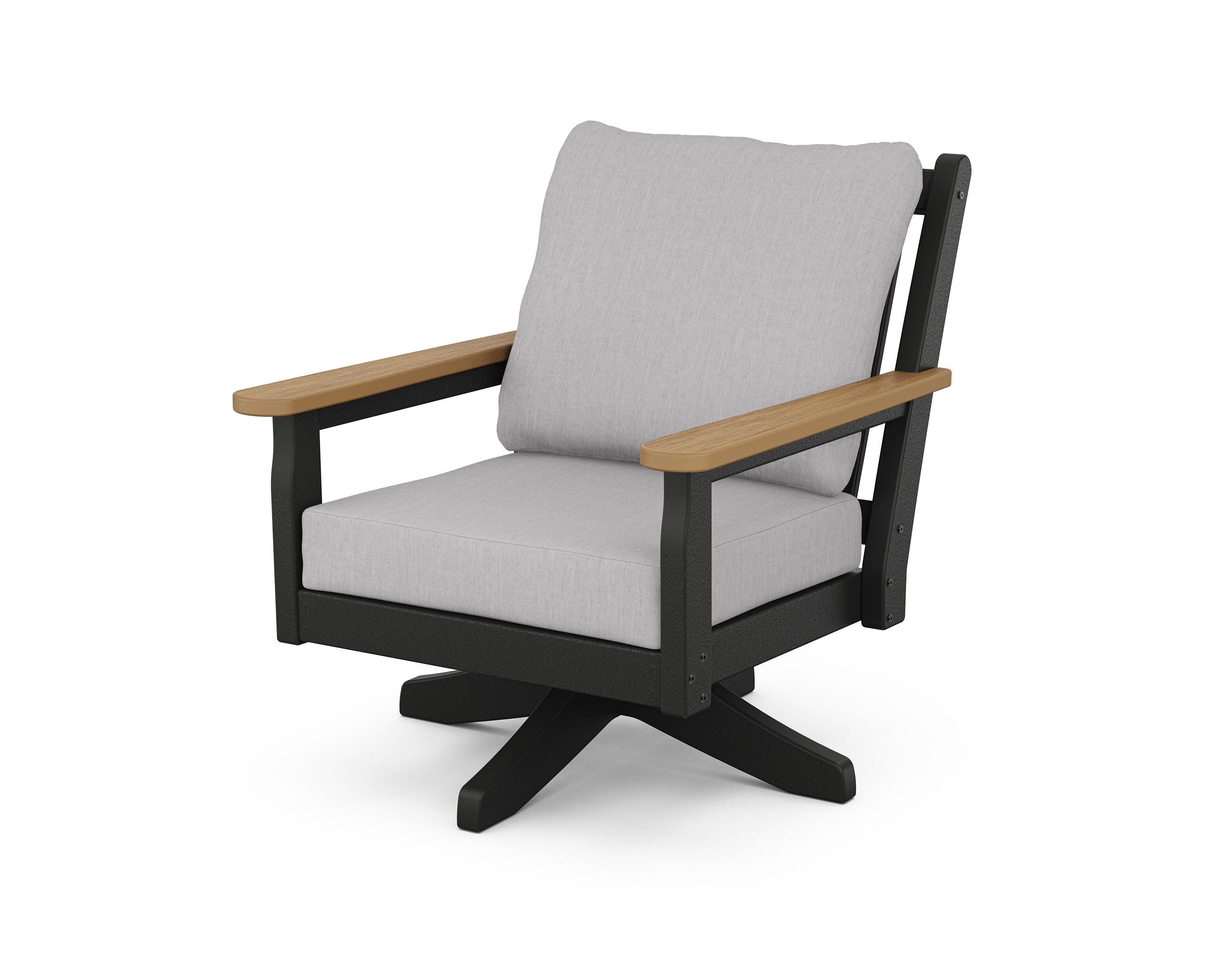 Chippendale Deep Seating Swivel Chair in Black / Natural / Granite