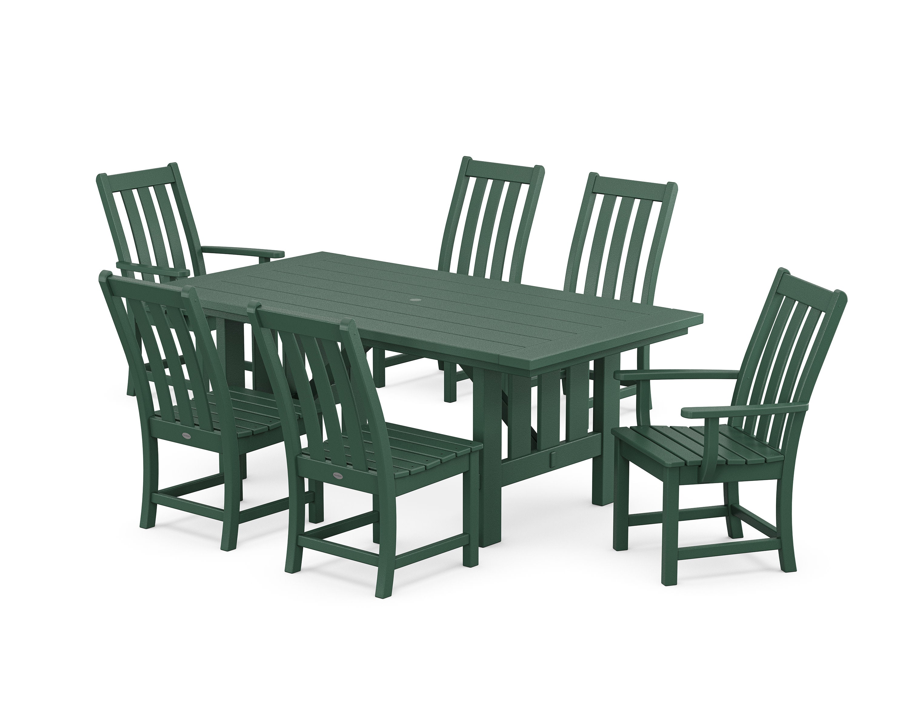 Vineyard 7-Piece Dining Set with Mission Table in Green