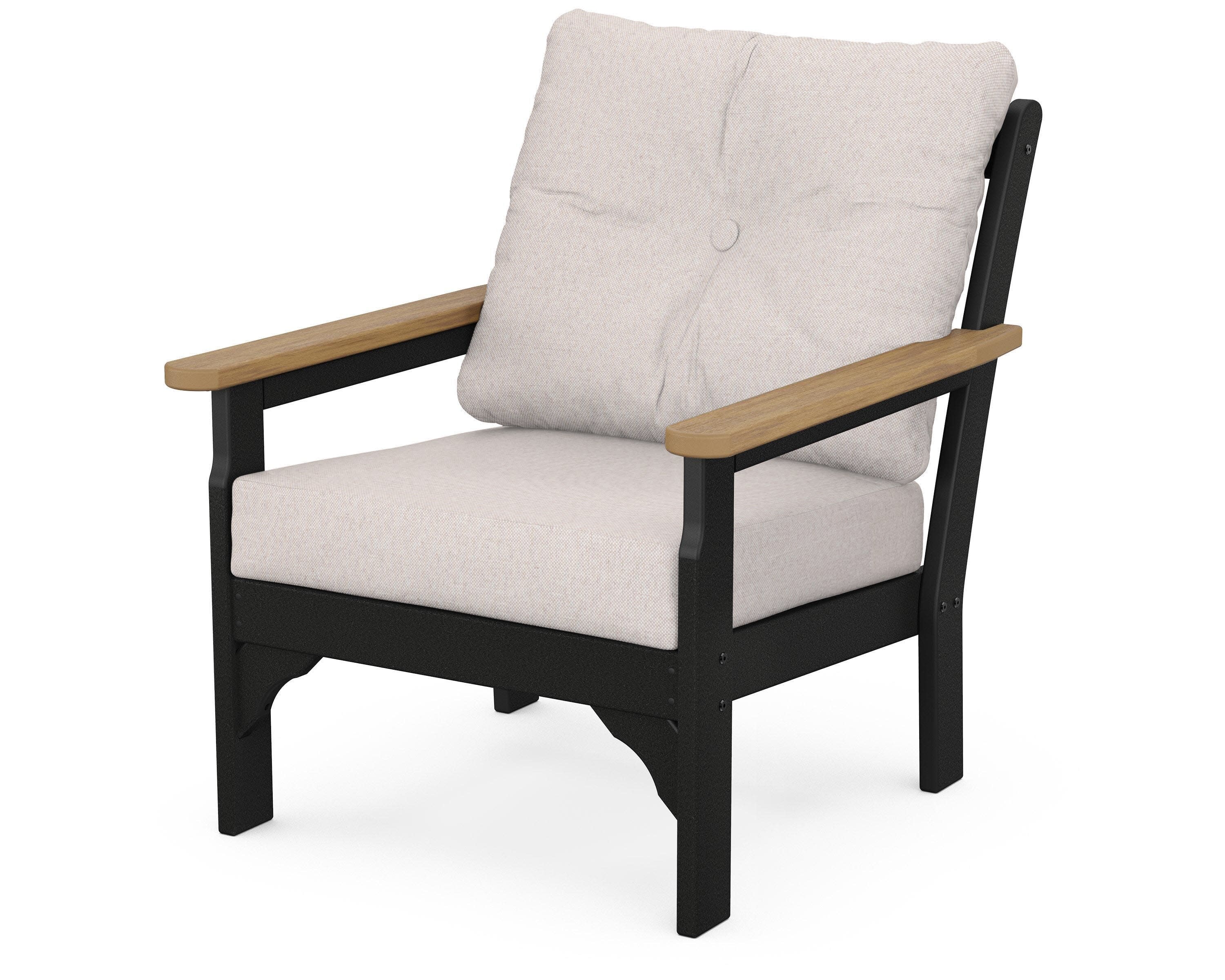 Vineyard Deep Seating Chair in Black / Natural / Dune Burlap