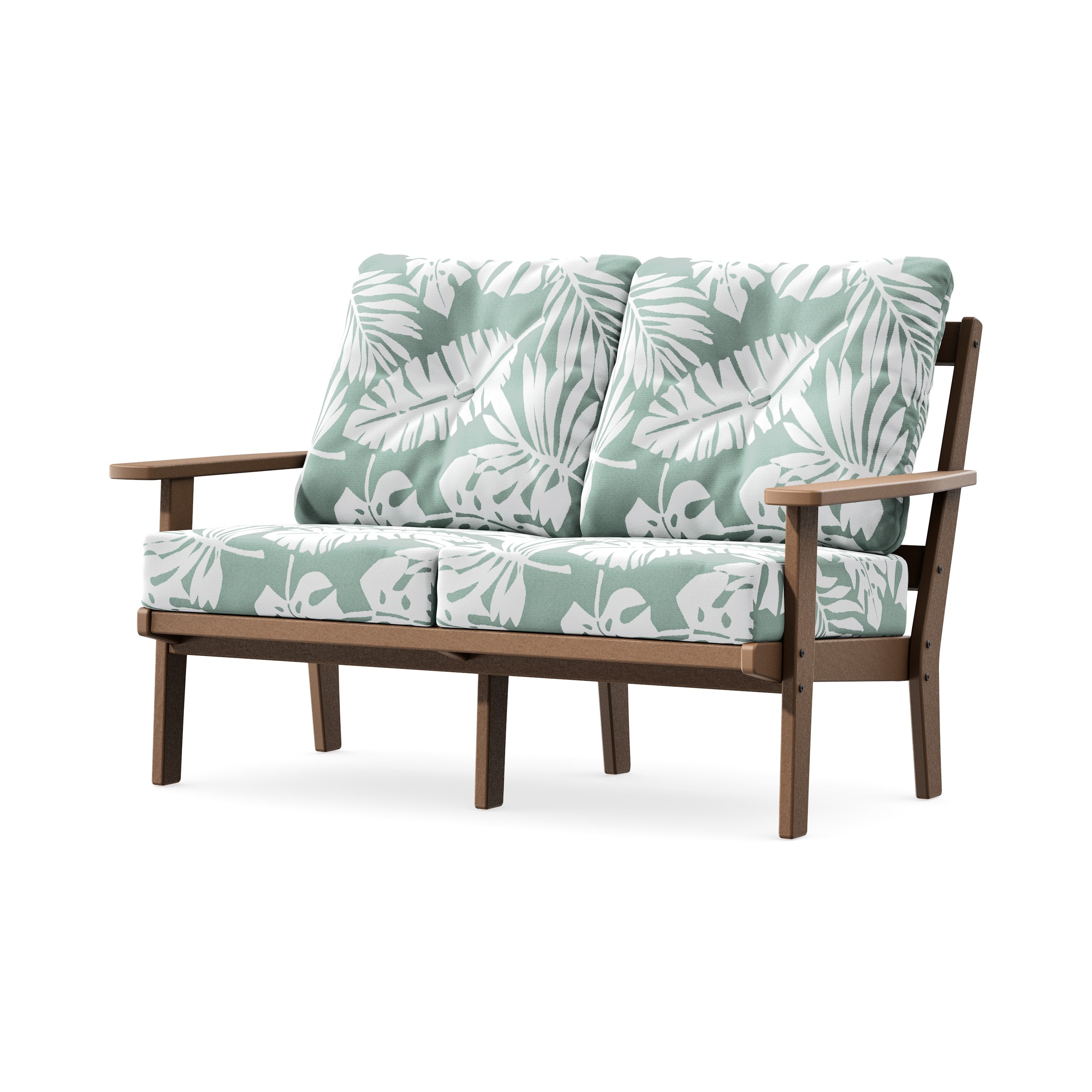 Oxford Deep SeatingLoveseat in Teak / Leaf Glacier Spa