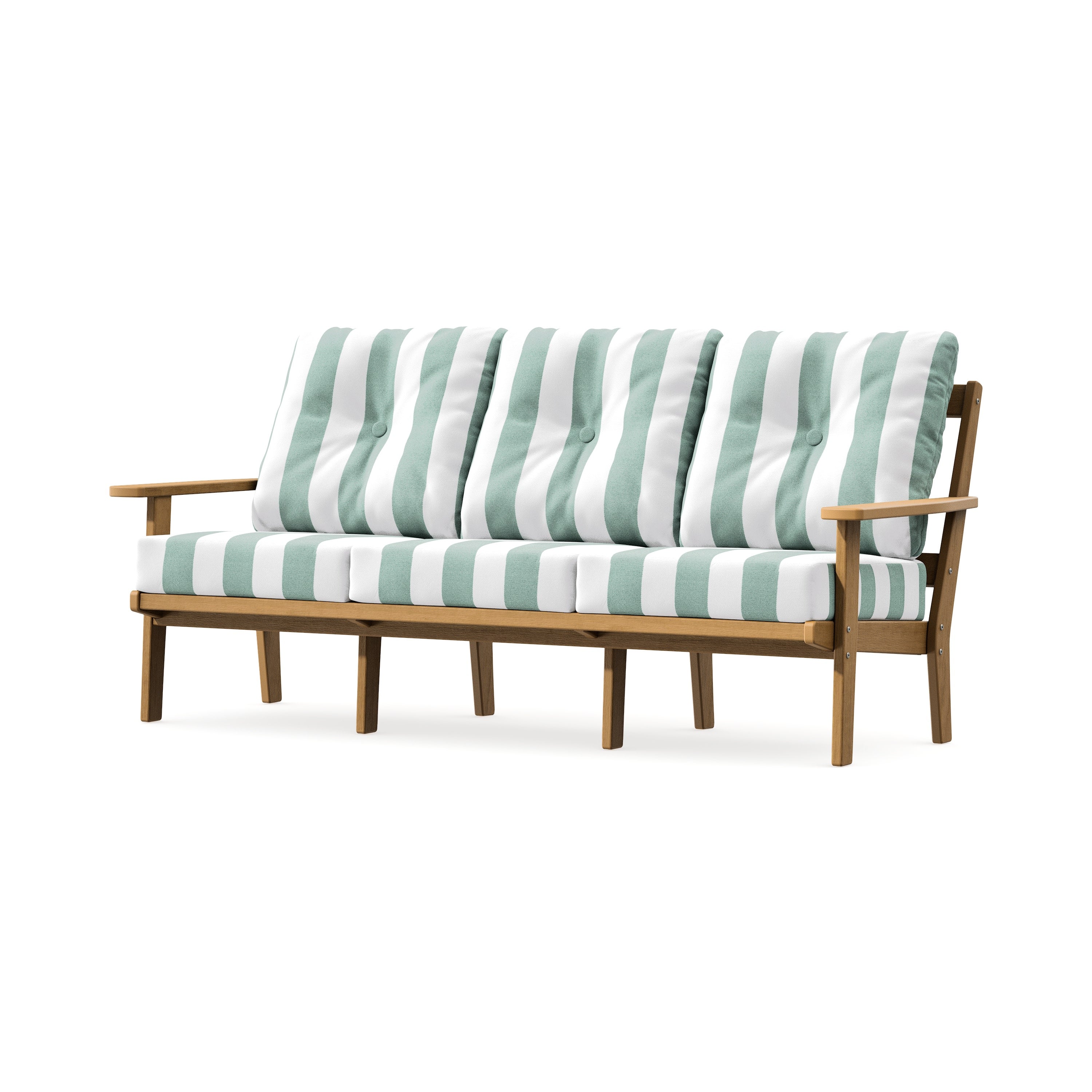 PrairieDeep Seating Sofa in Natural / Cabana Stripe Glacier Spa
