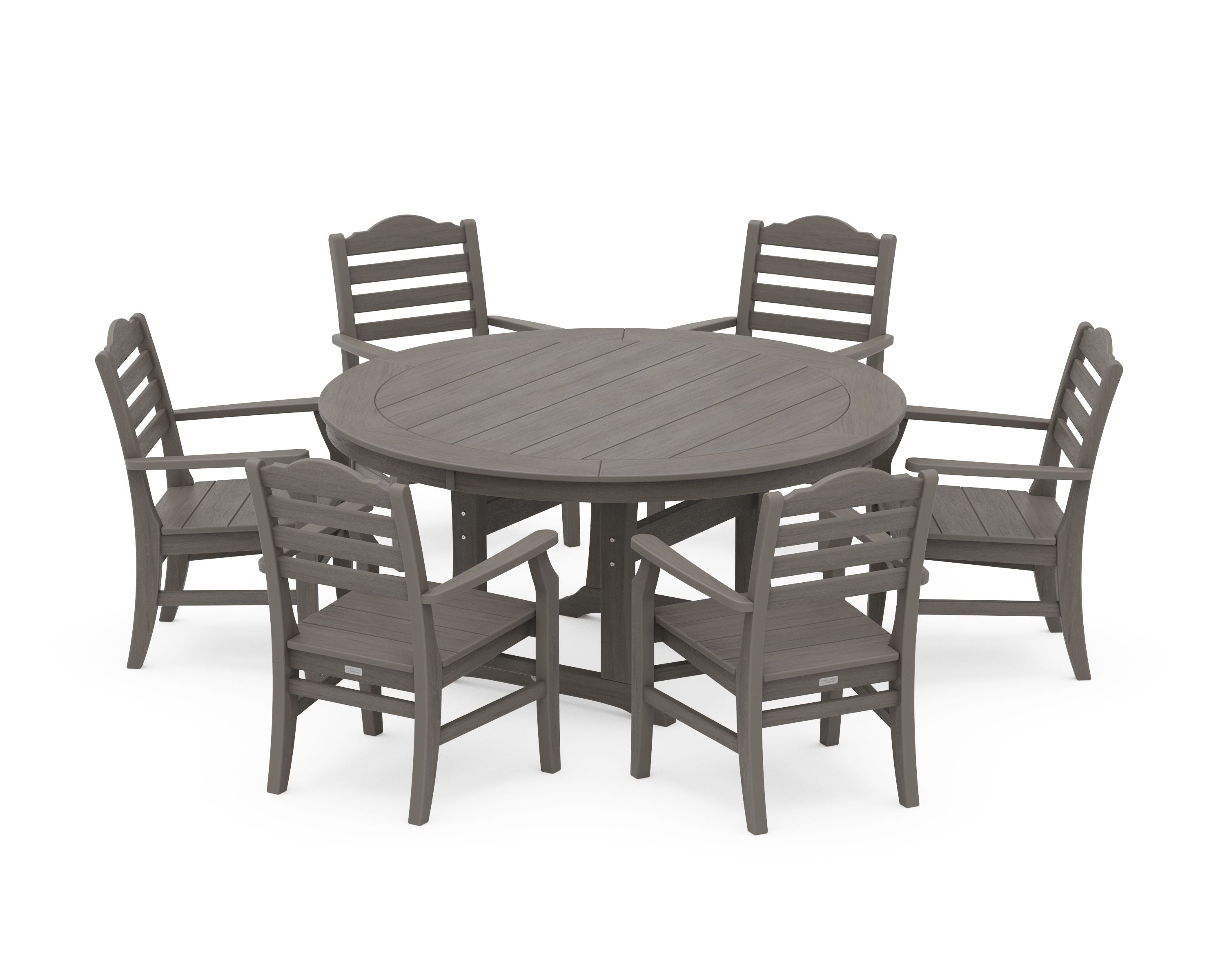Savannah 7-Piece Arm Chair Round Dining Set in Driftwood
