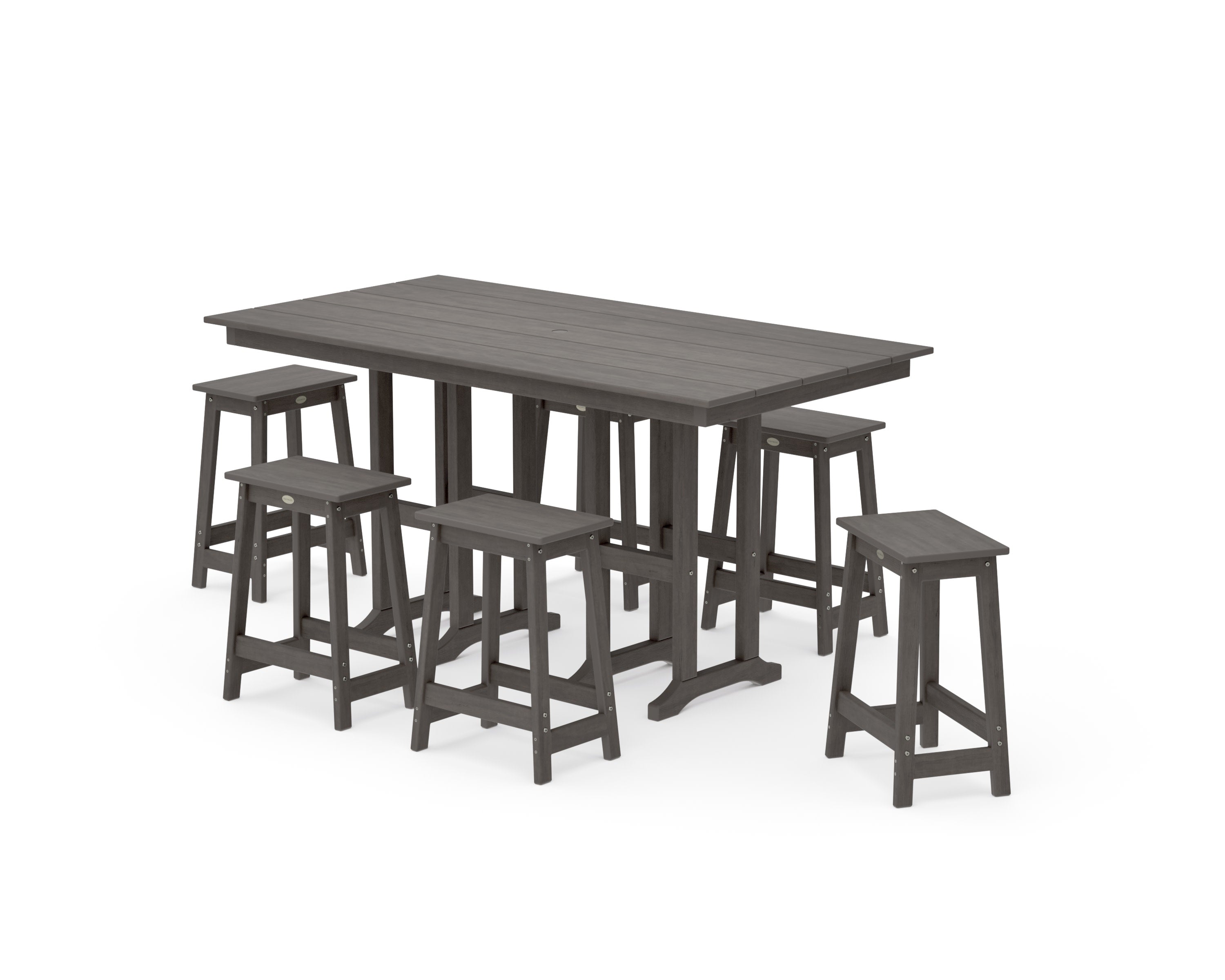 Modern Studio Counter Stool 7-Piece Set in Driftwood