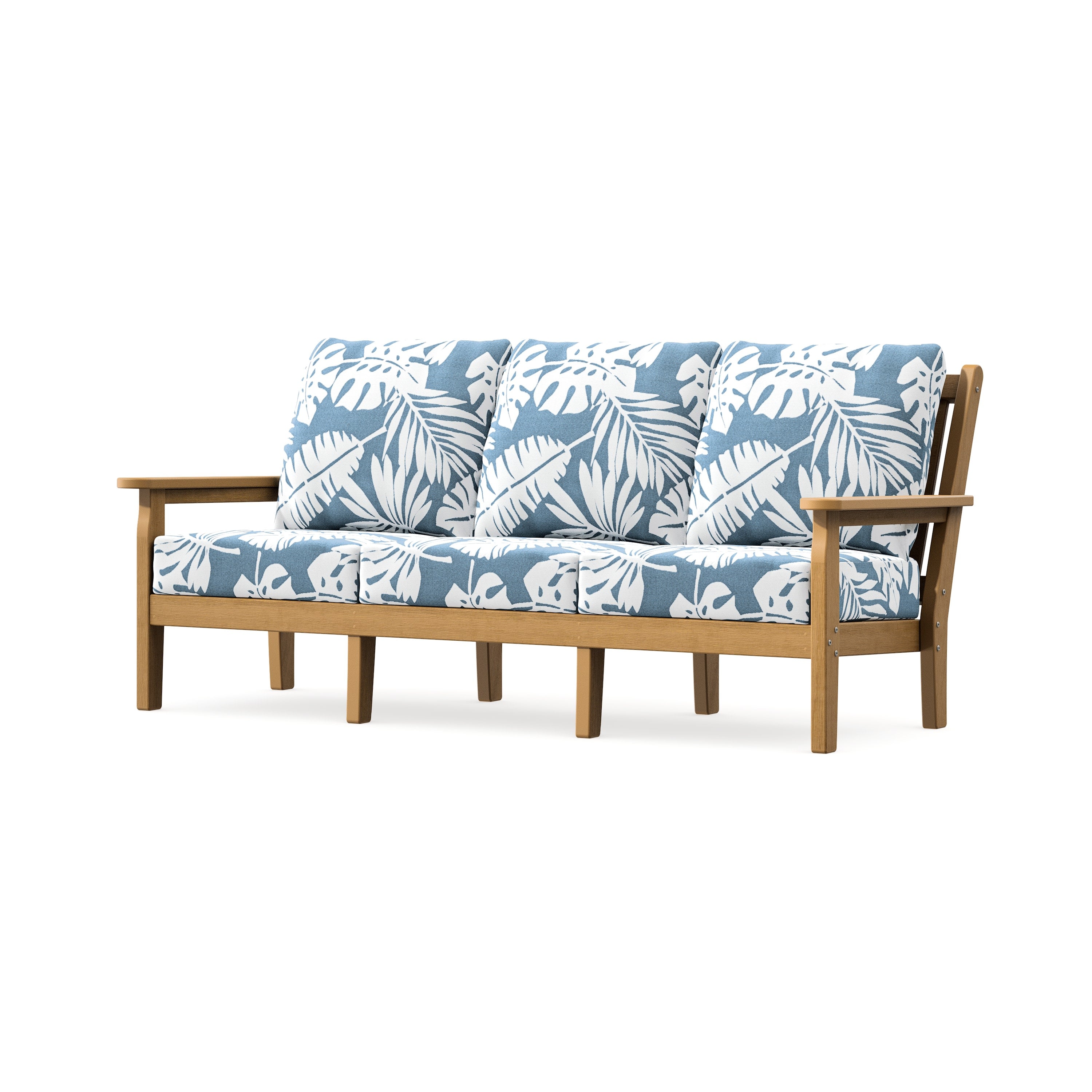 Chippendale Deep Seating Sofa in Natural / Leaf Sky Blue