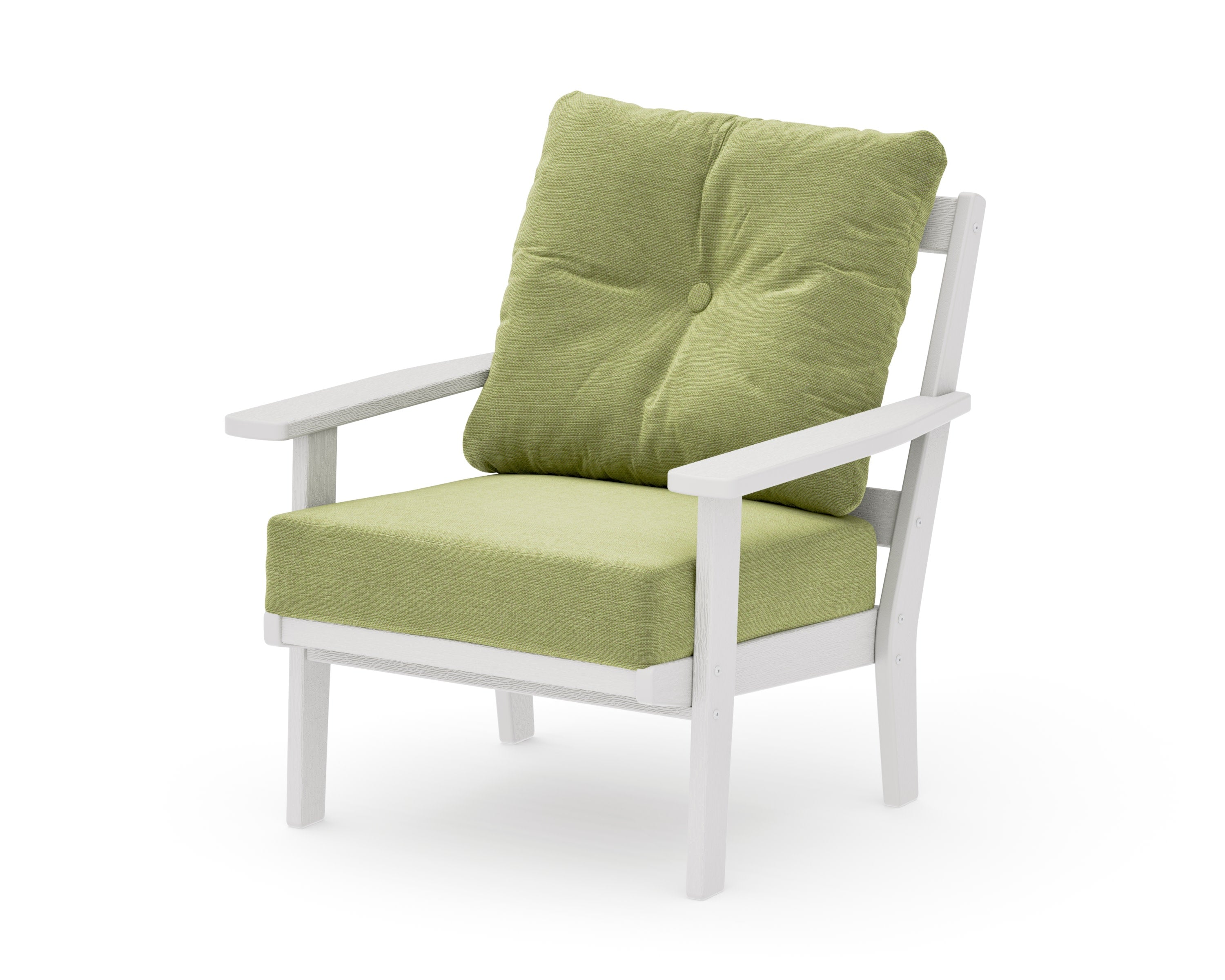 Oxford Deep Seating Chair in Vintage White / Chartreuse Boucle