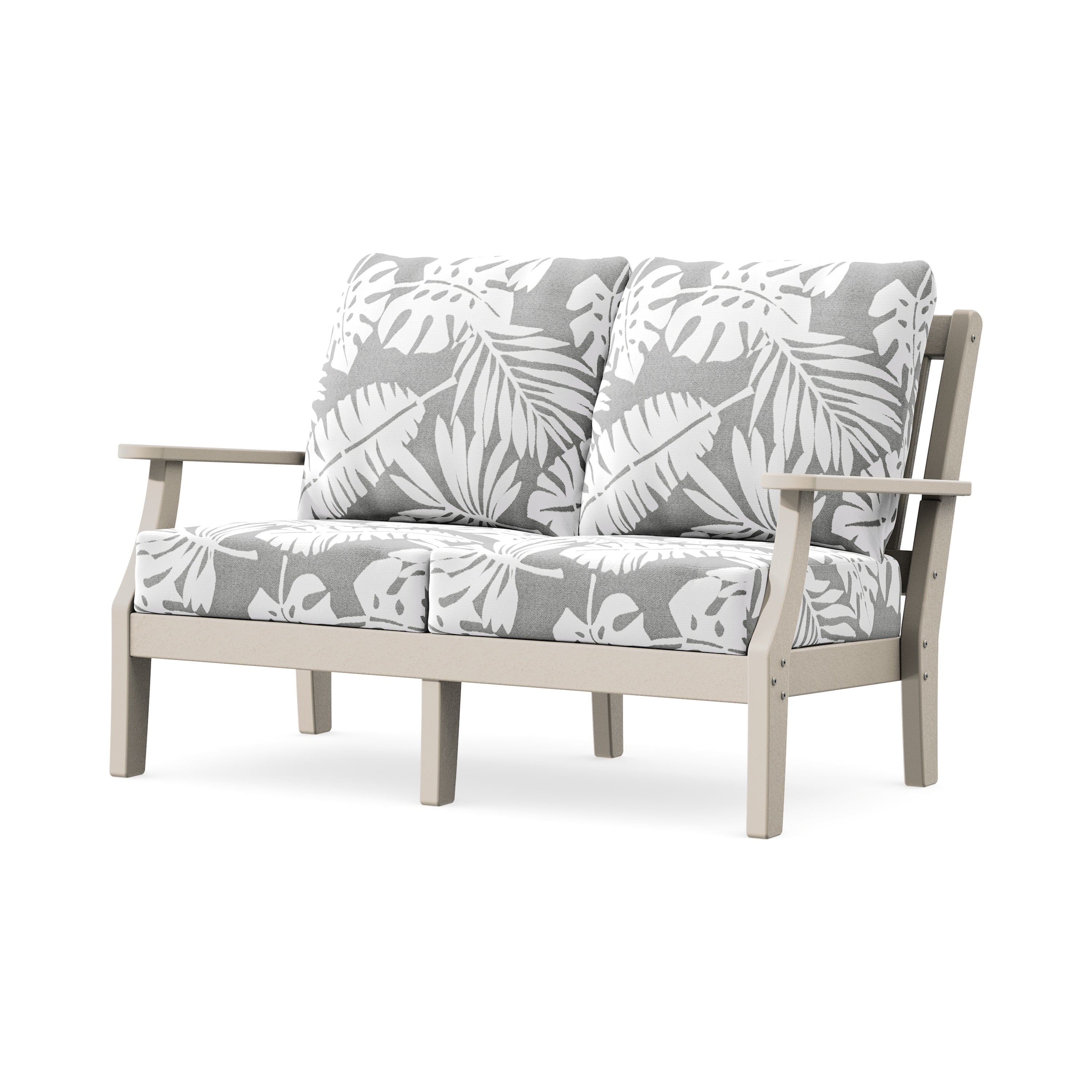 Chinoiserie Deep Seating Loveseat in Sand / Leaf Grey Mist