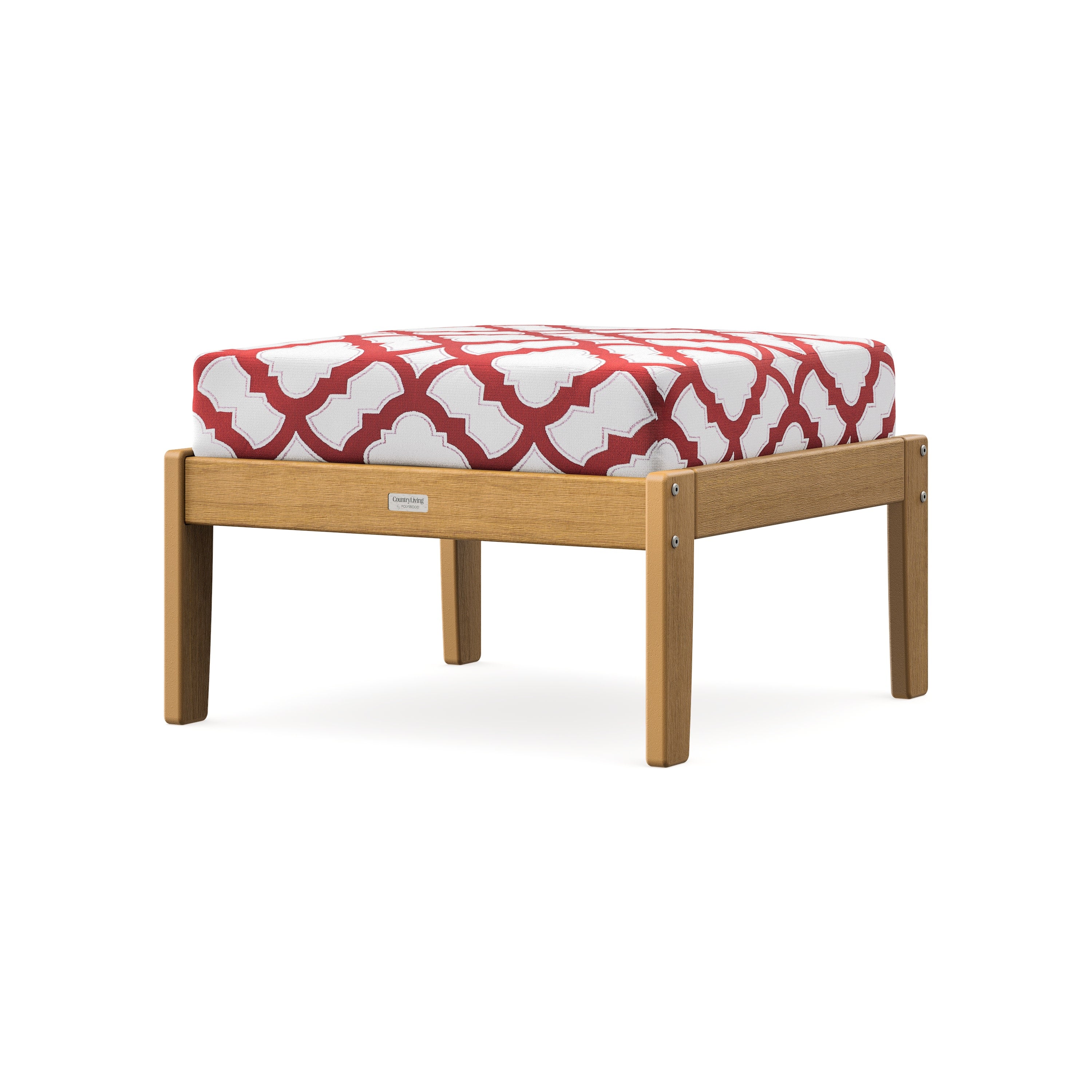 Cottage Deep Seating Ottoman in Natural / Trellis Crimson