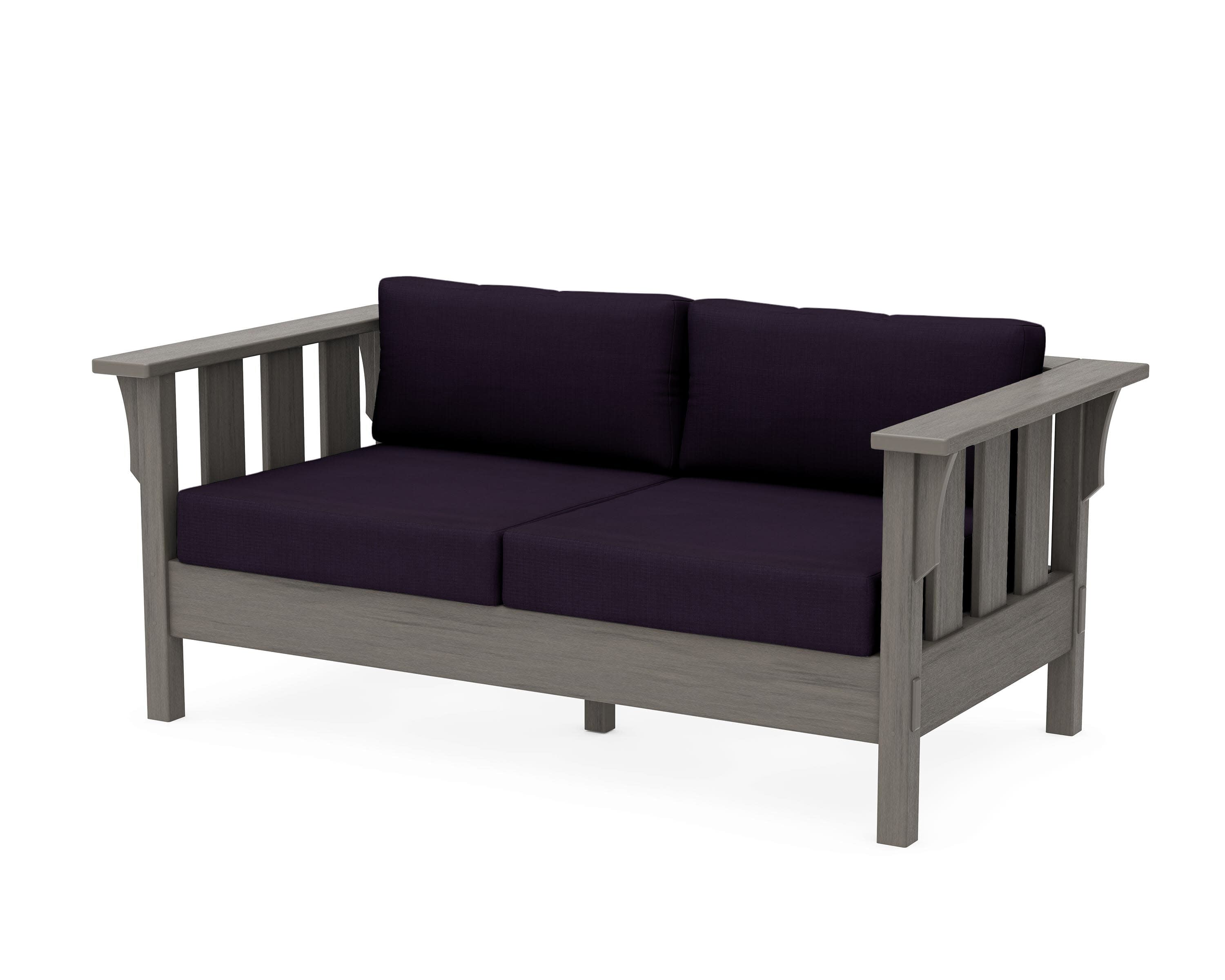 Acadia Deep Seating Loveseat in Driftwood / Navy Linen