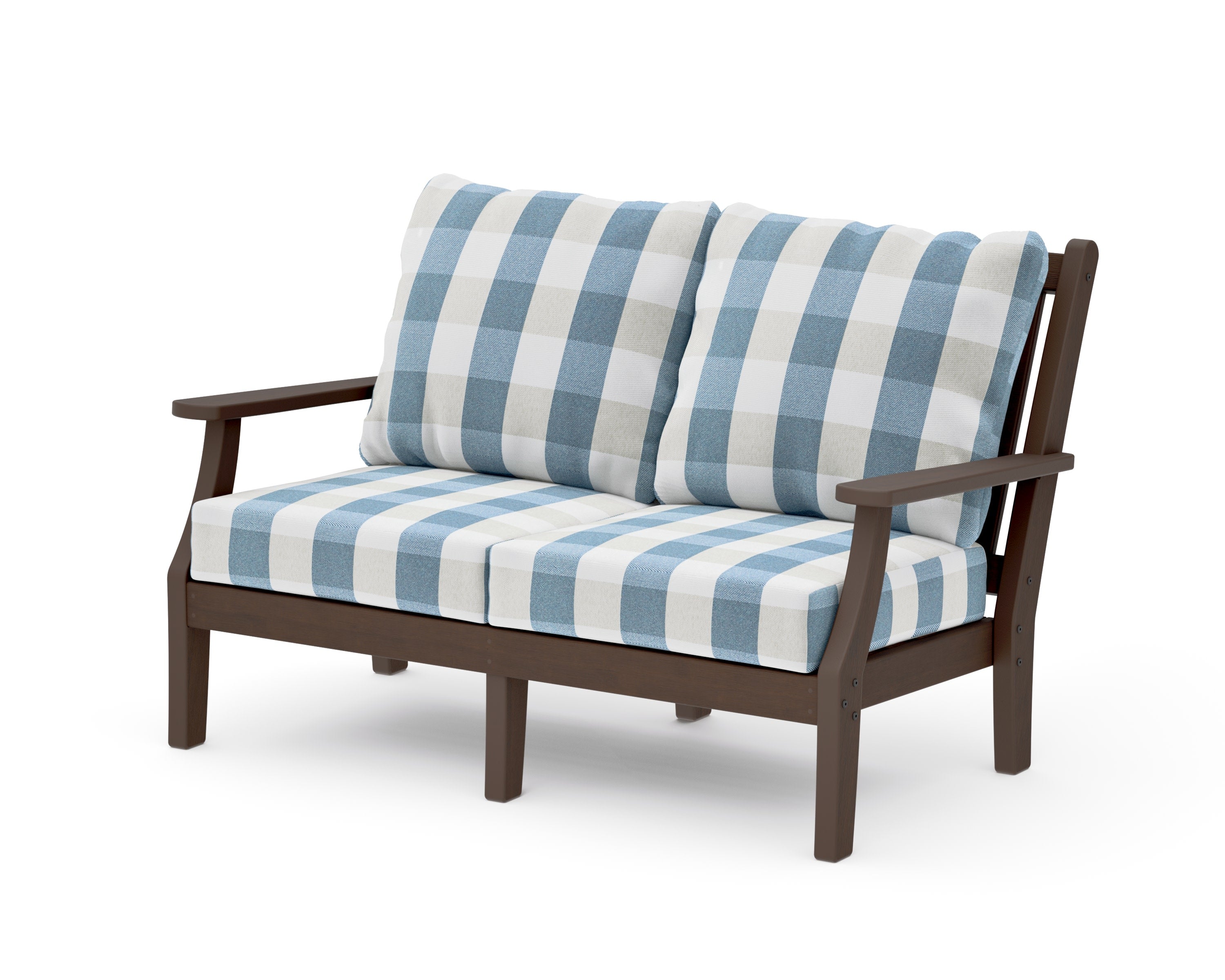Wovendale Deep Seating Loveseat in Kona / Buffalo Plaid Sky Blue