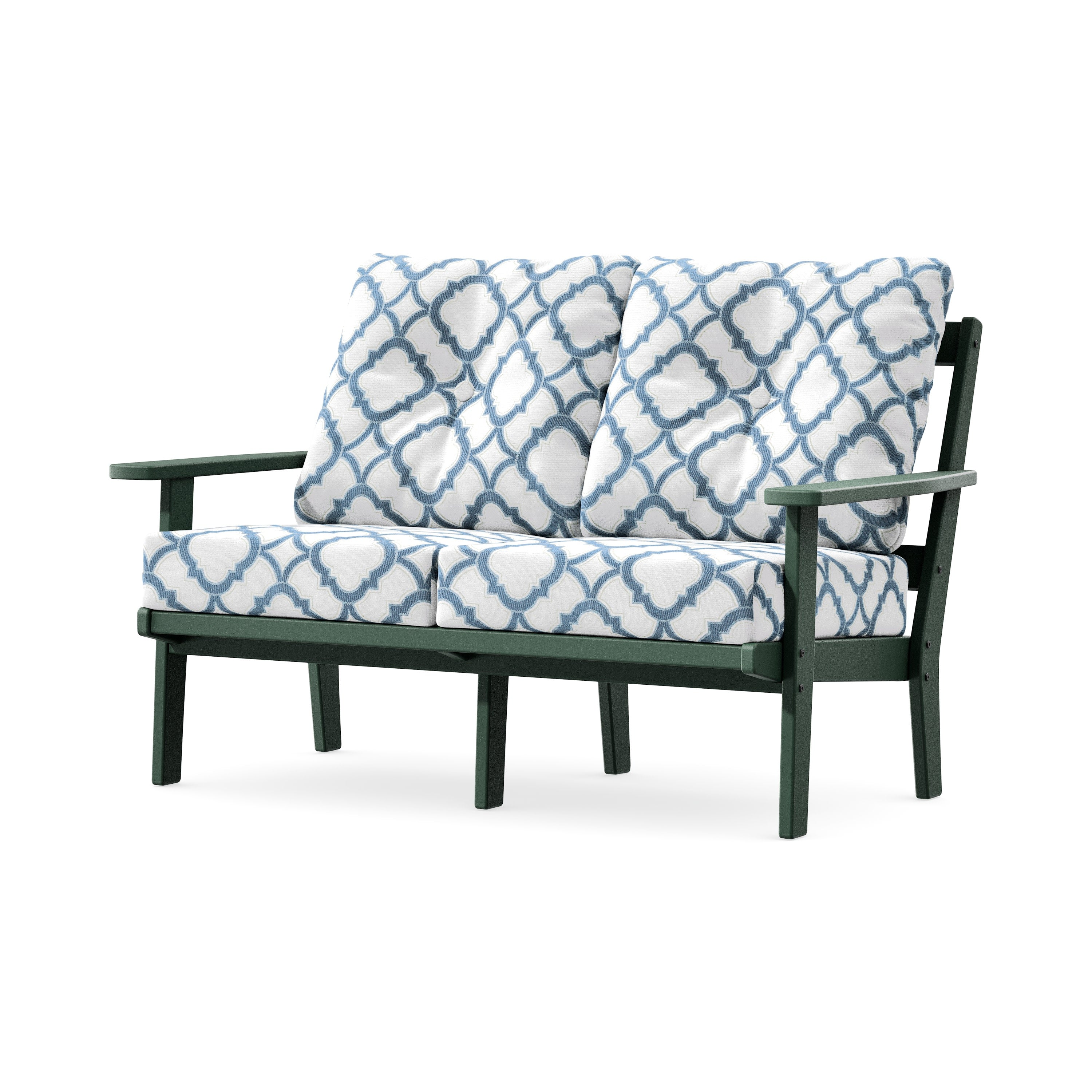 Prairie Deep SeatingLoveseat in Green / Trellis Sky Blue