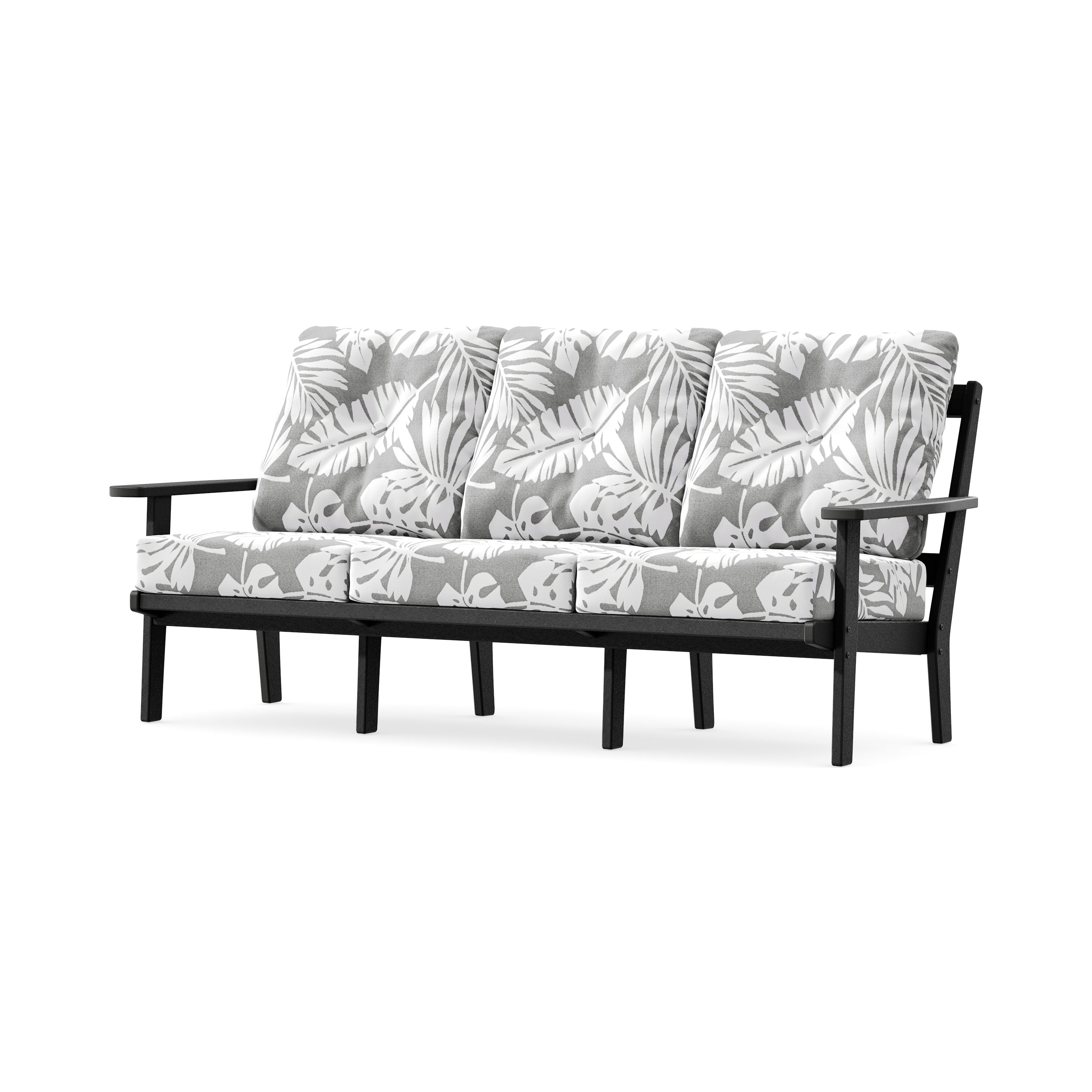 Oxford Deep Seating Sofa in Black / Leaf Grey Mist