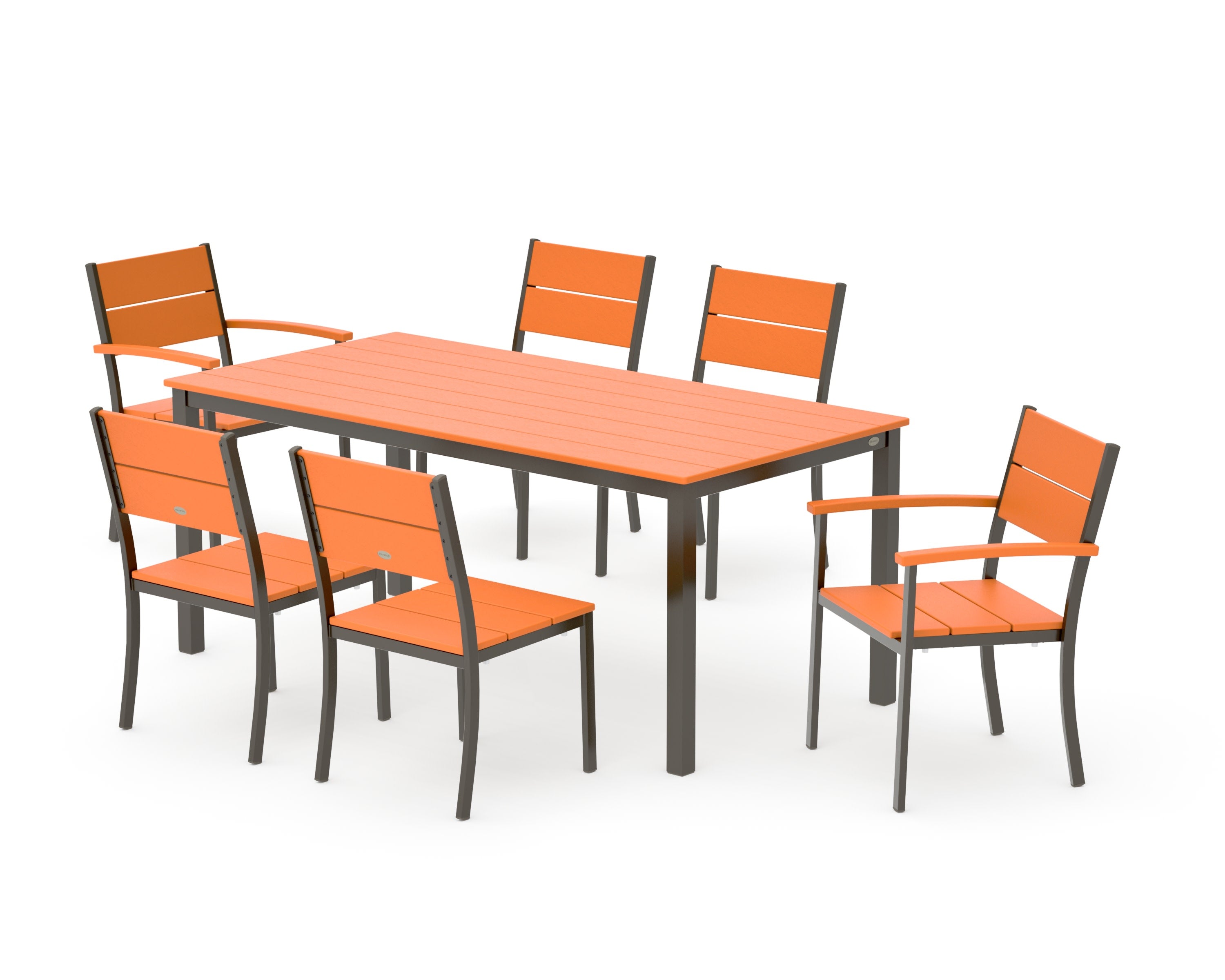 Main Street 7-Piece Dining Set in Bronze / Tangerine