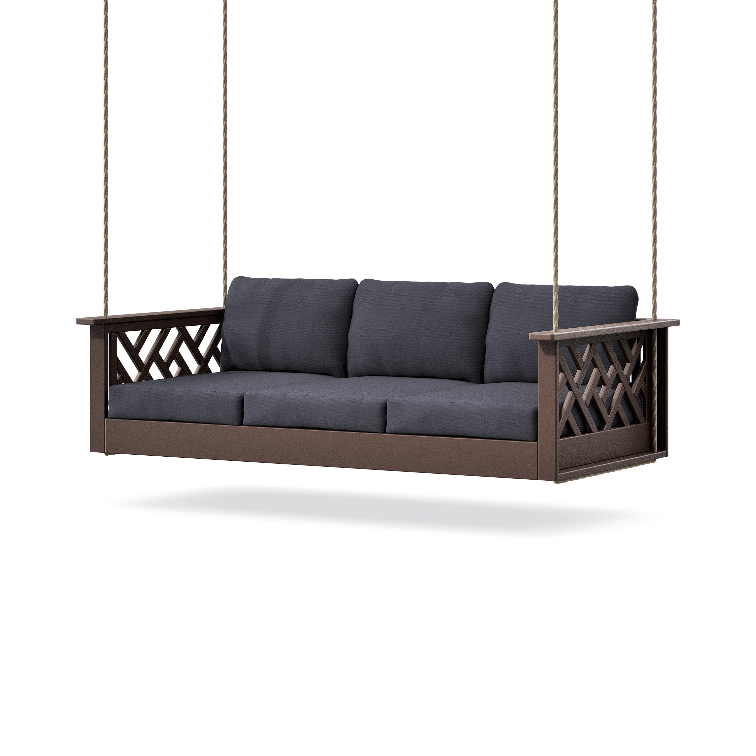 Chippendale Daybed Swing in Mahogany / Midnight Linen