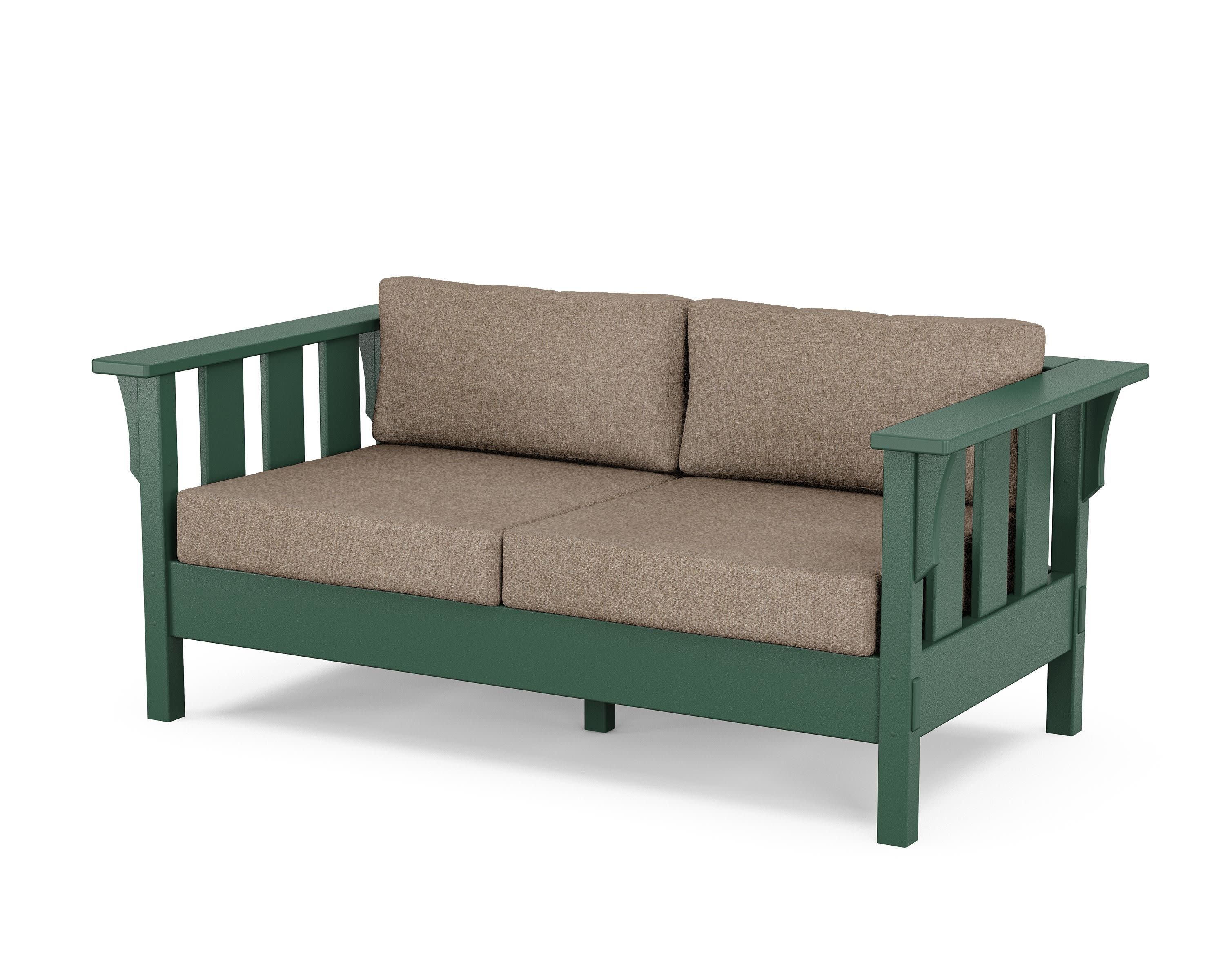 Acadia Deep Seating Loveseat in Green / Spiced Burlap