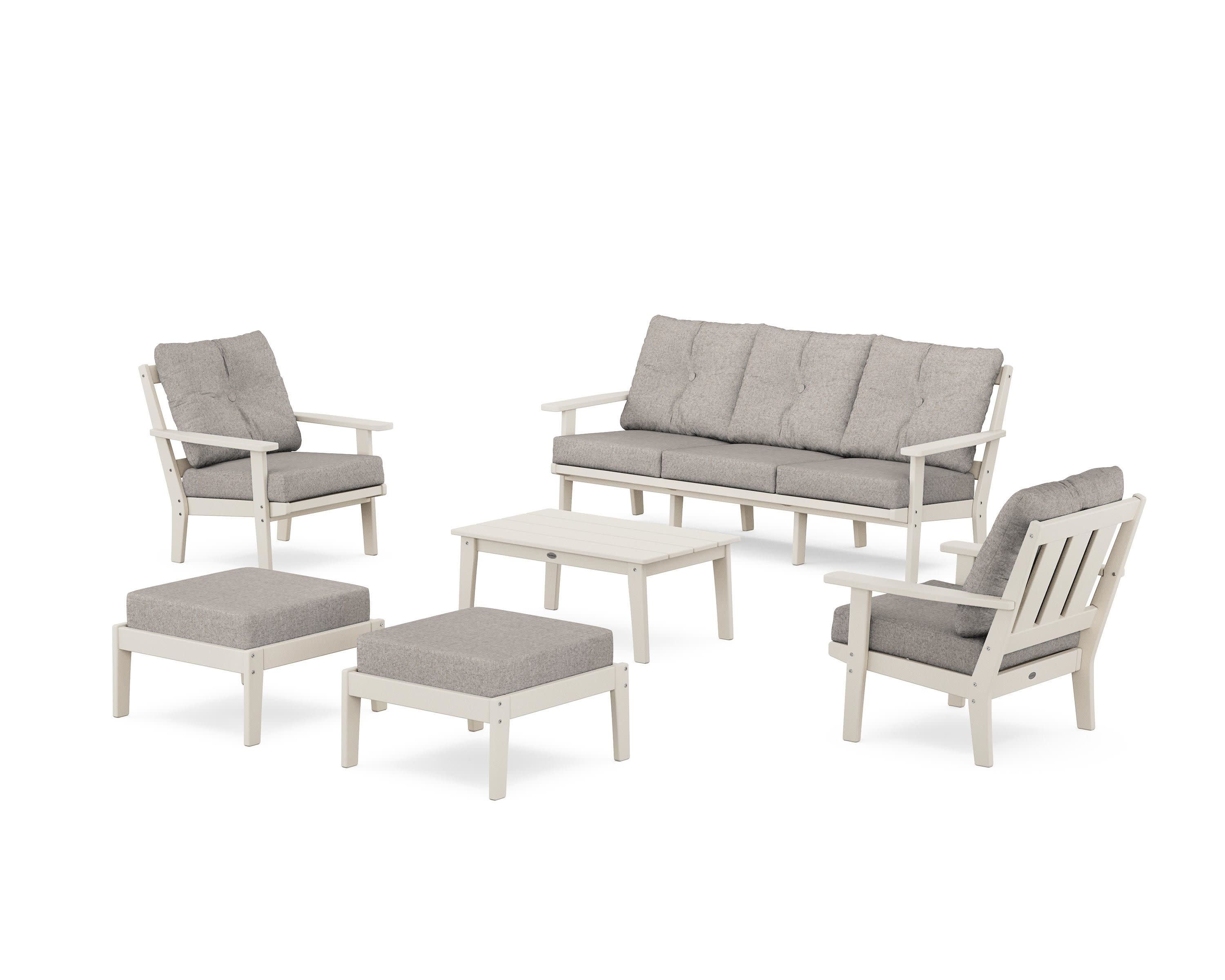Oxford 6-Piece Lounge Sofa Set in Sand / Weathered Tweed