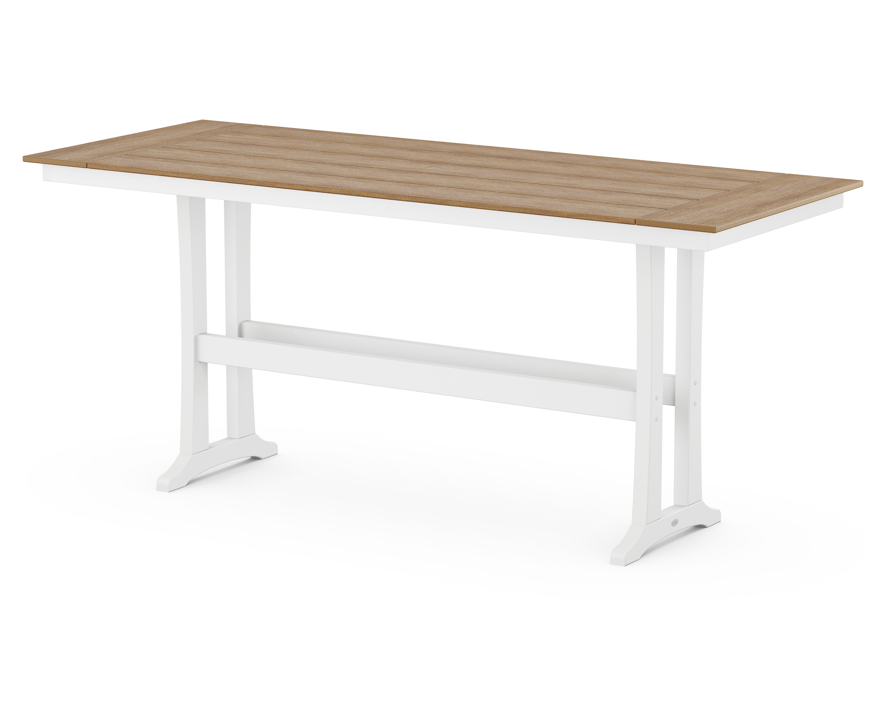 Farmhouse Trestle 38" x 96" Bar Table in White / Natural