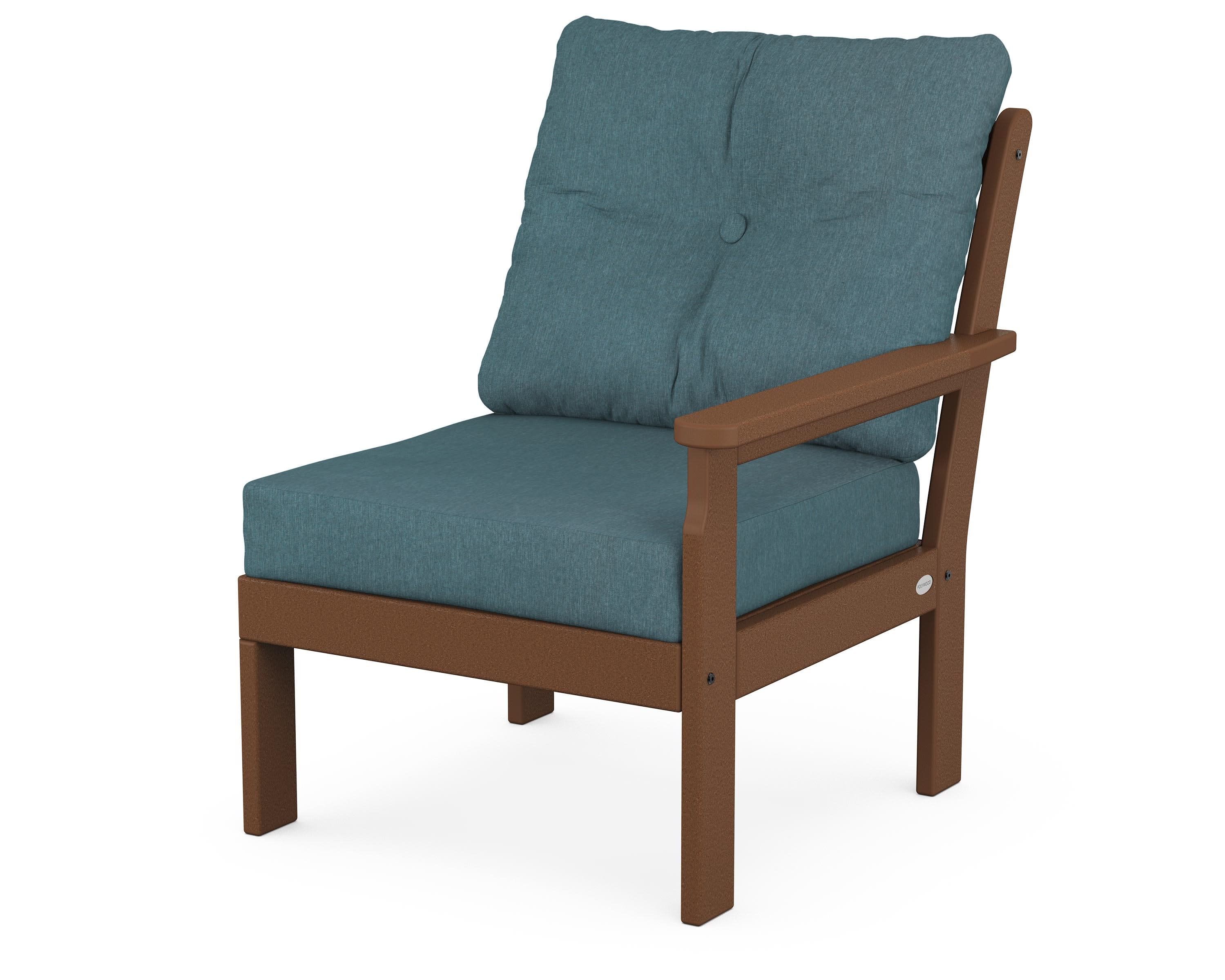 Vineyard Modular Right Arm Chair in Teak / Ocean Teal