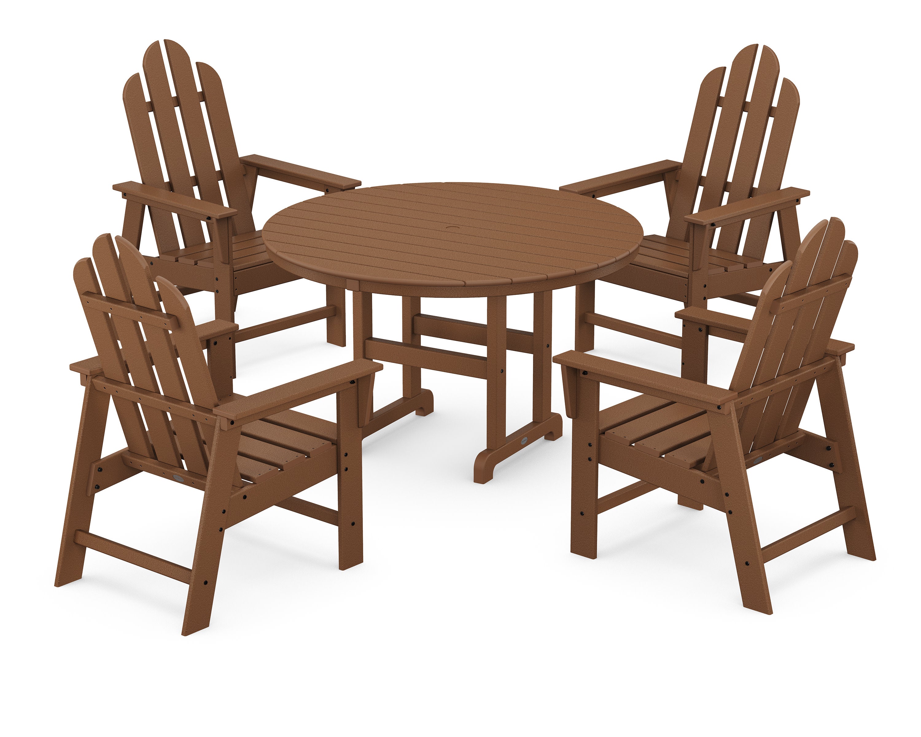 Long Island 5-Piece Round Farmhouse Dining Set in Teak