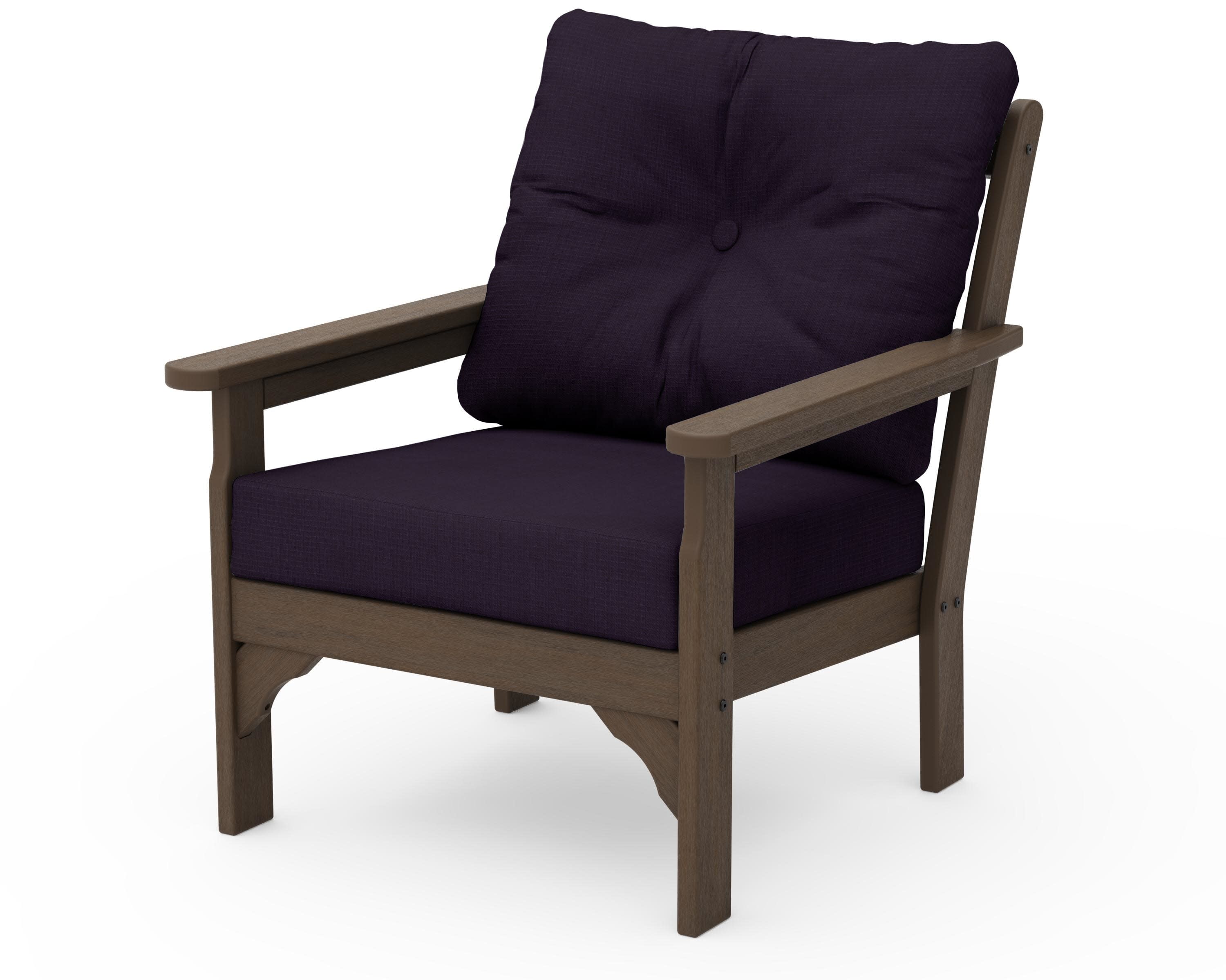 Vineyard Deep Seating Chair in Kona / Navy Linen