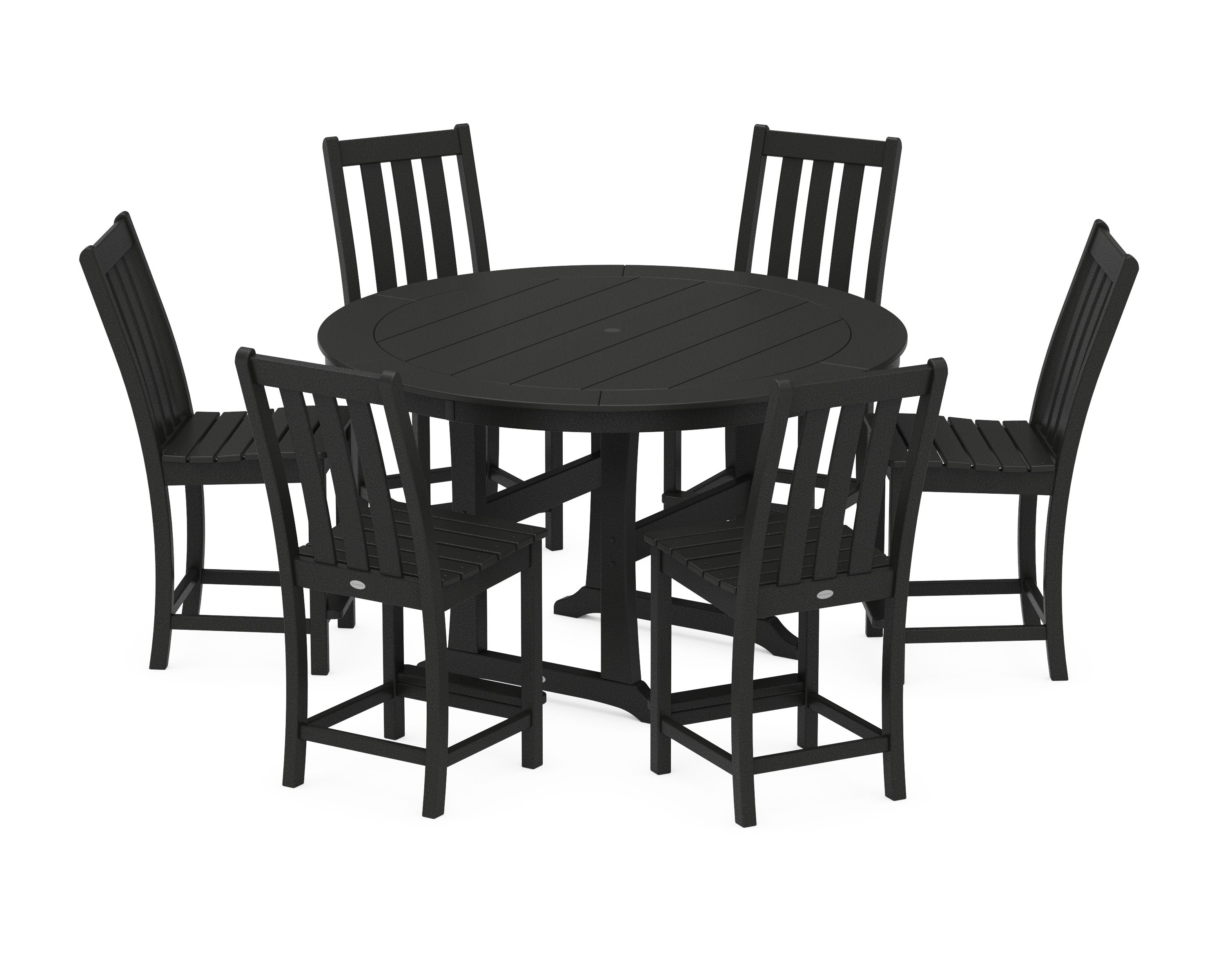 Vineyard 7-Piece Side Chair Round Counter Set in Black