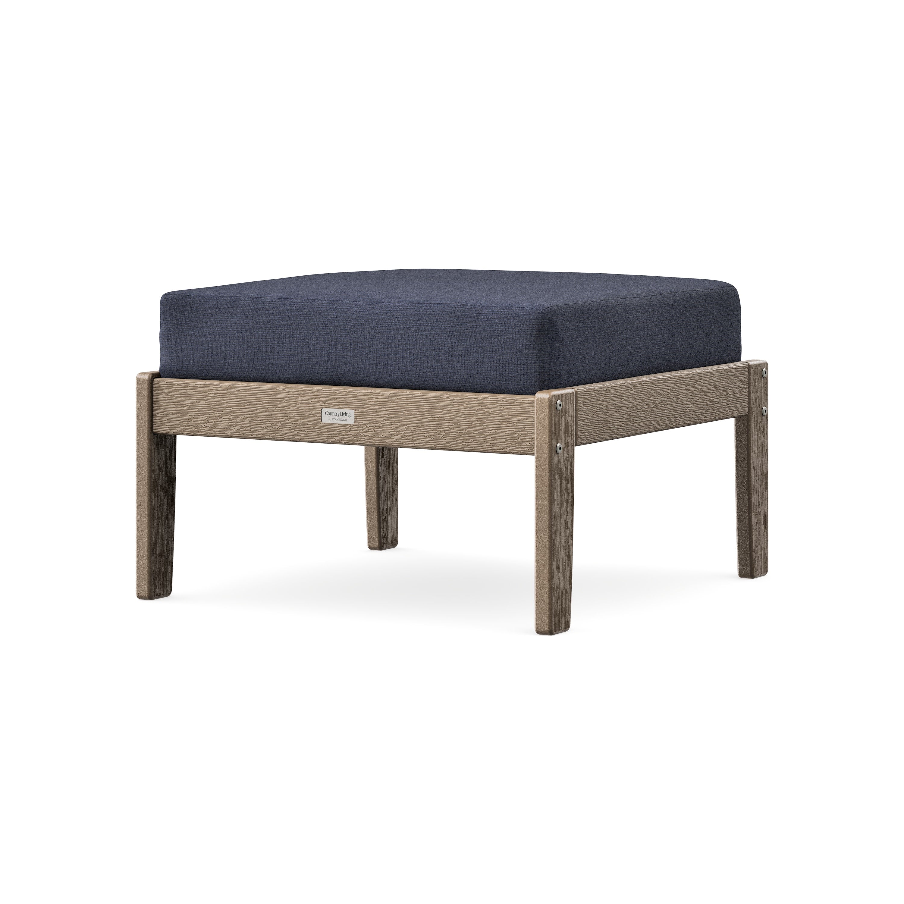 Cottage Deep Seating Ottoman in Vintage Sahara / Navy Linen