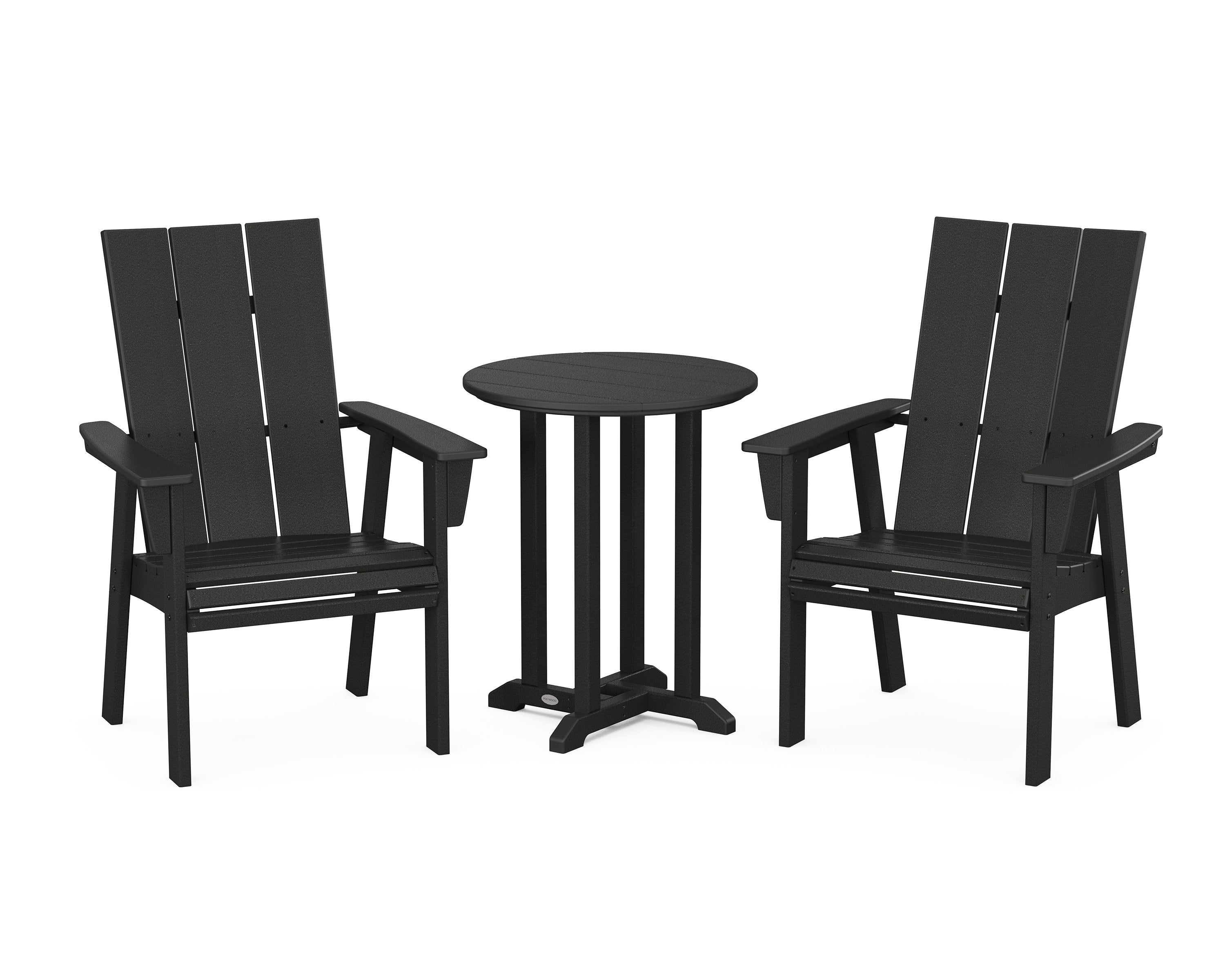 Modern Curveback Adirondack 3-Piece Round Bistro Dining Set in Black