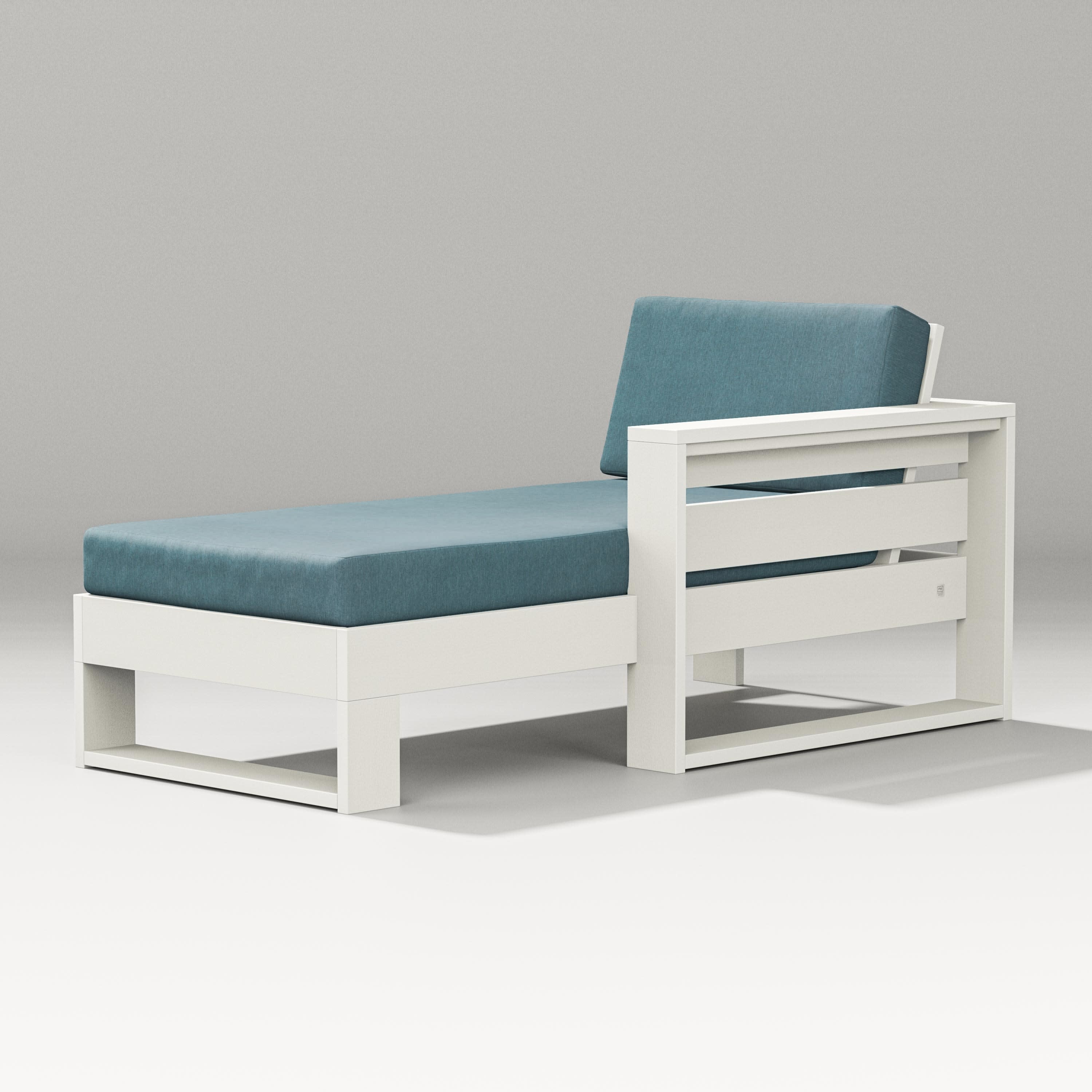 Latitude Modular Right Arm Chaise in Vintage White / Ocean Teal