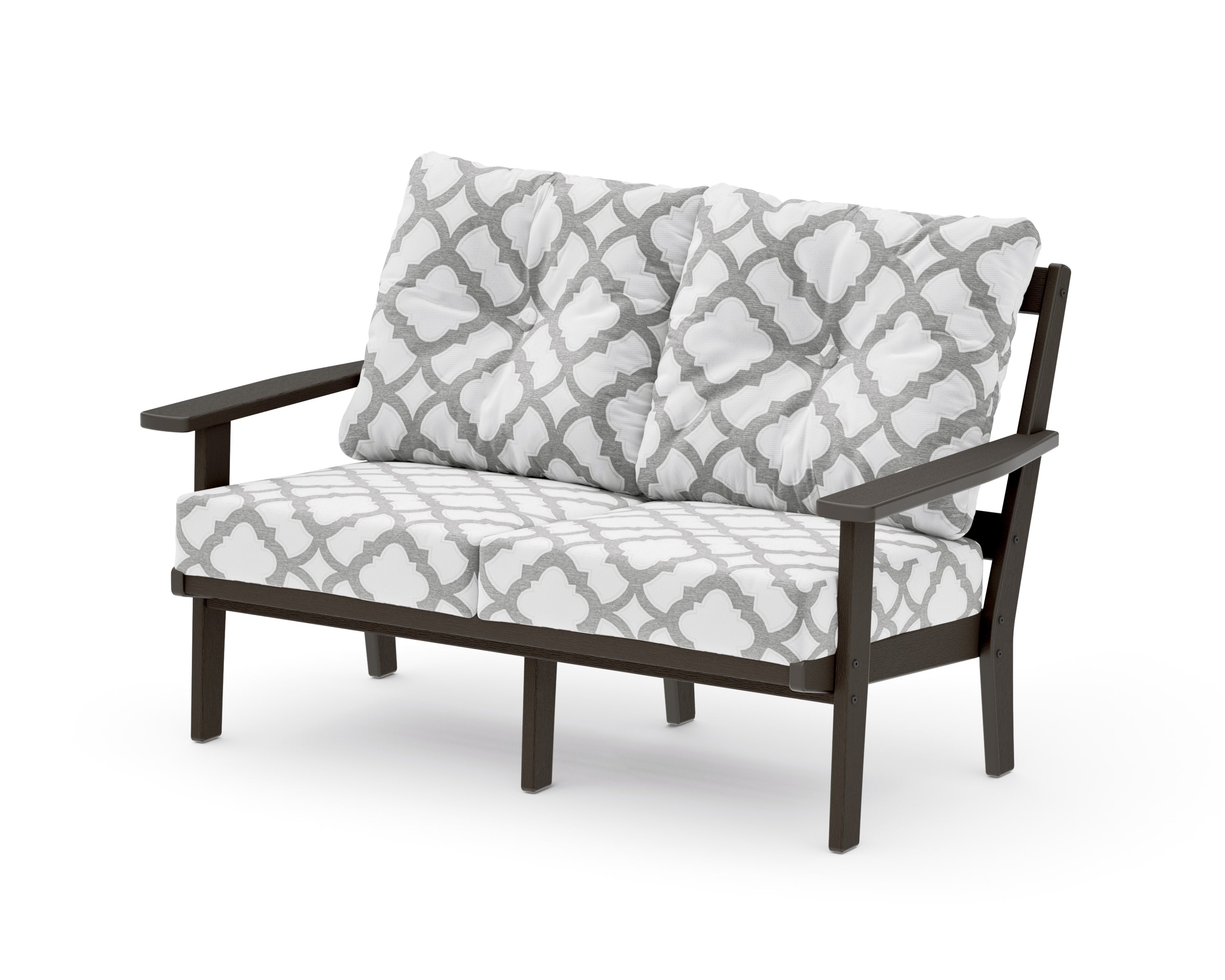 Oxford Deep SeatingLoveseat in Vintage Coffee / Trellis Grey Mist