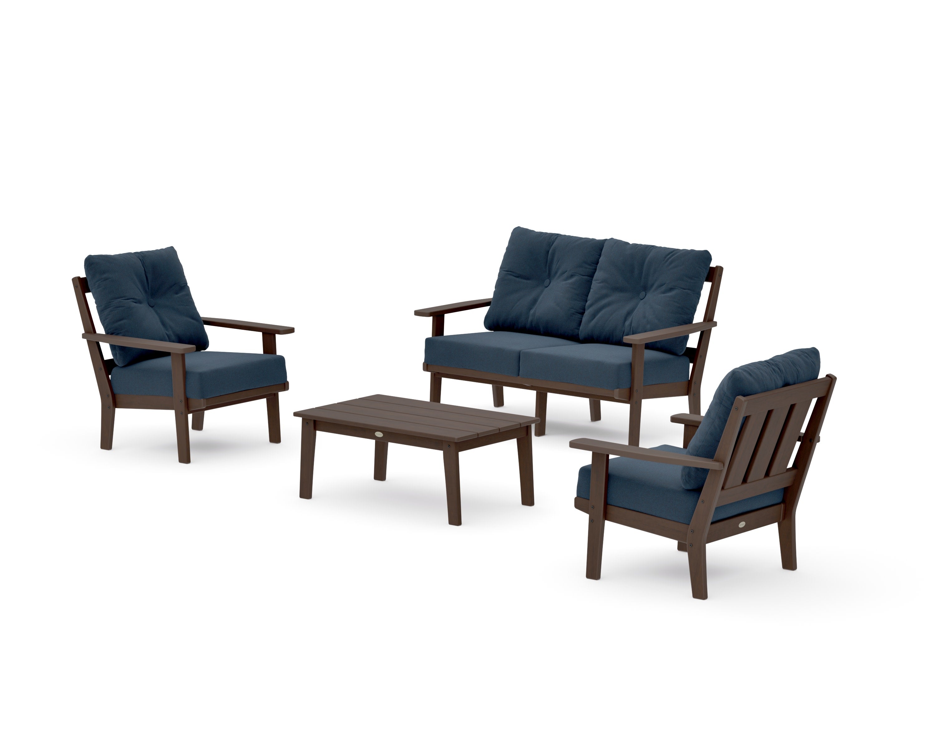 Oxford 4-Piece Deep Seating Set with Loveseat in Kona / Marine Indigo
