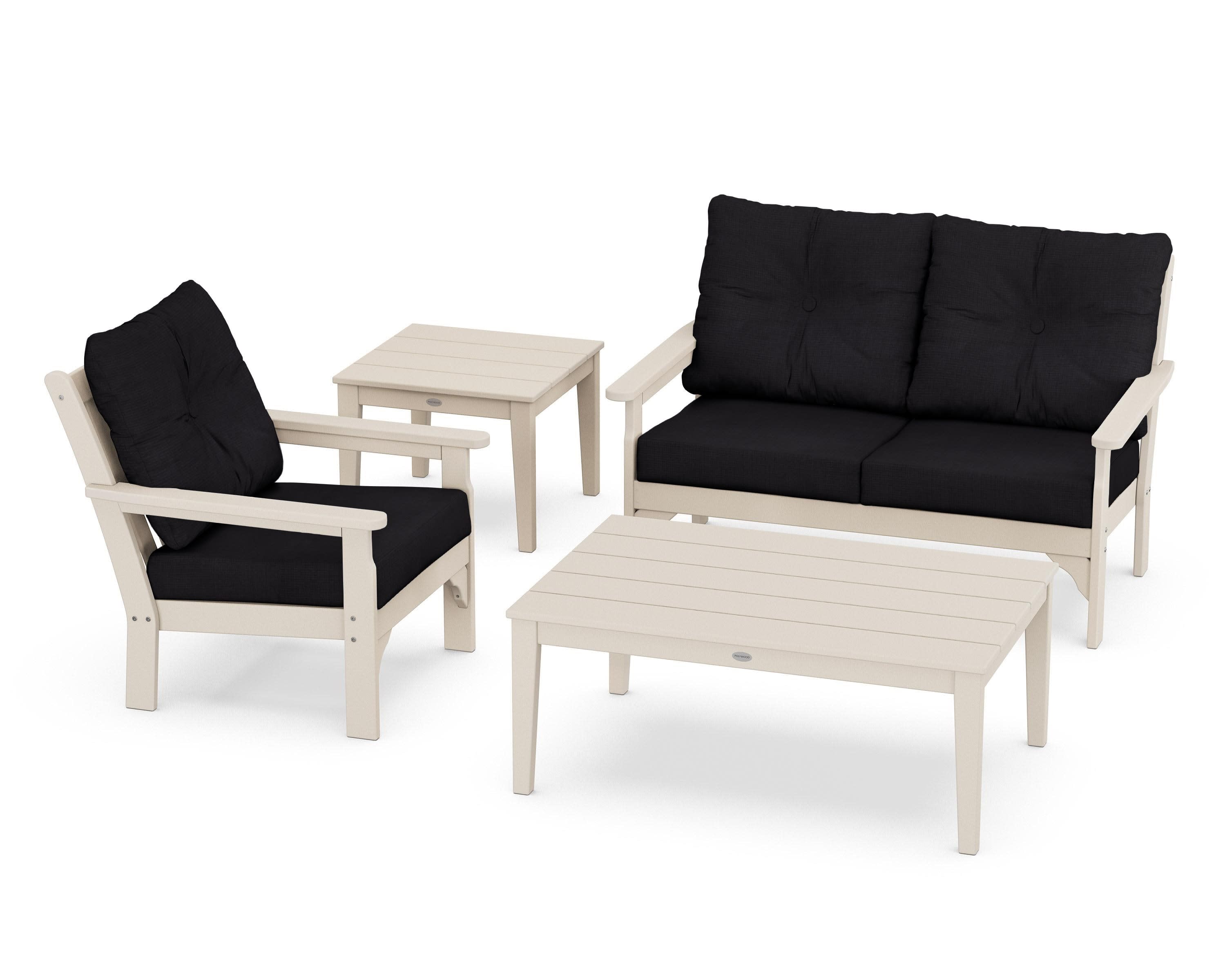 Vineyard 4-Piece Deep Seating Set in Sand / Midnight Linen