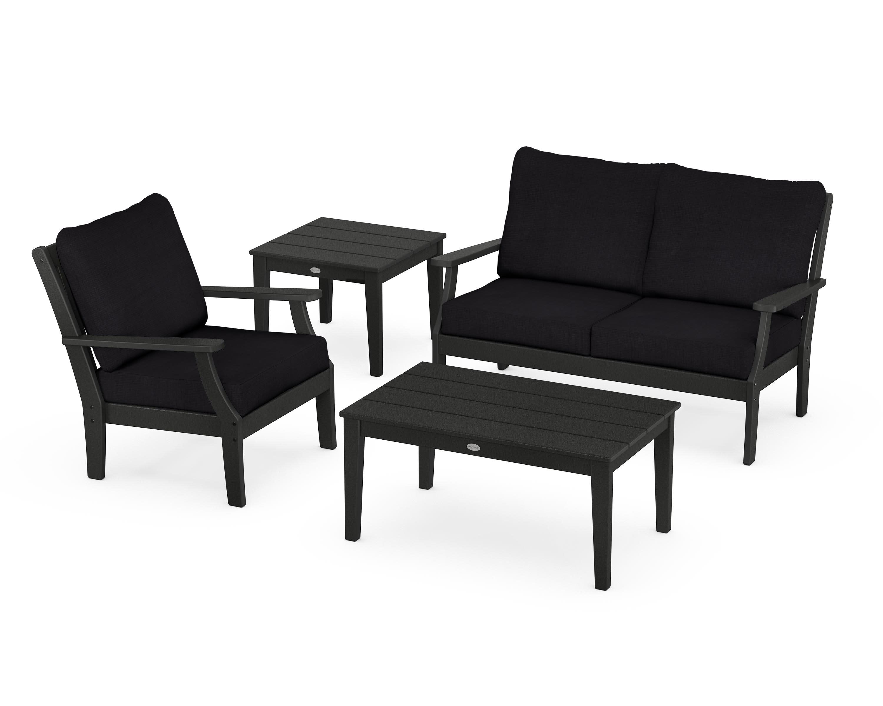Braxton 4-Piece Deep Seating Set in Black / Midnight Linen